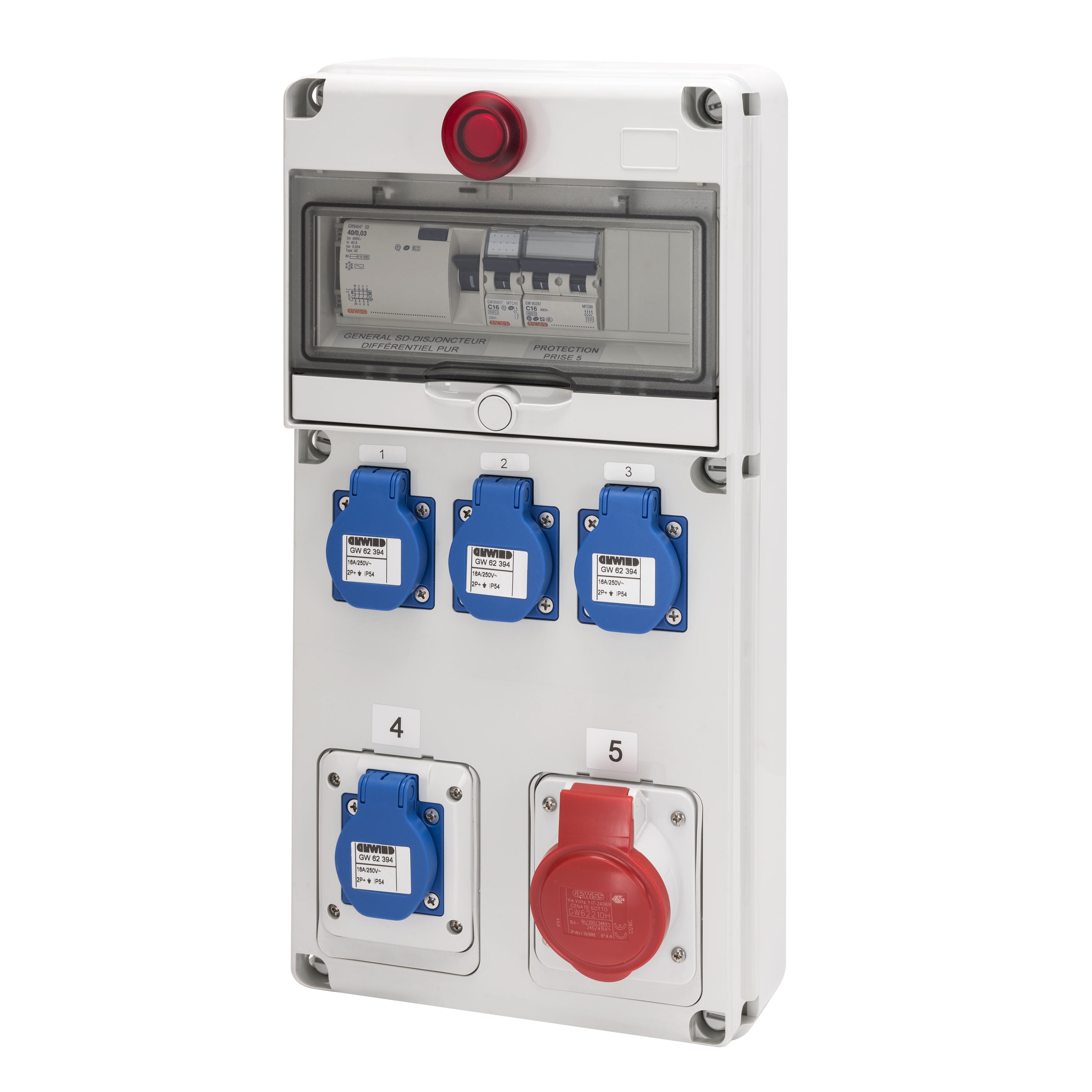 Gewiss - Q-DIN 10 4X230V 16A+1X400V 16A+EM