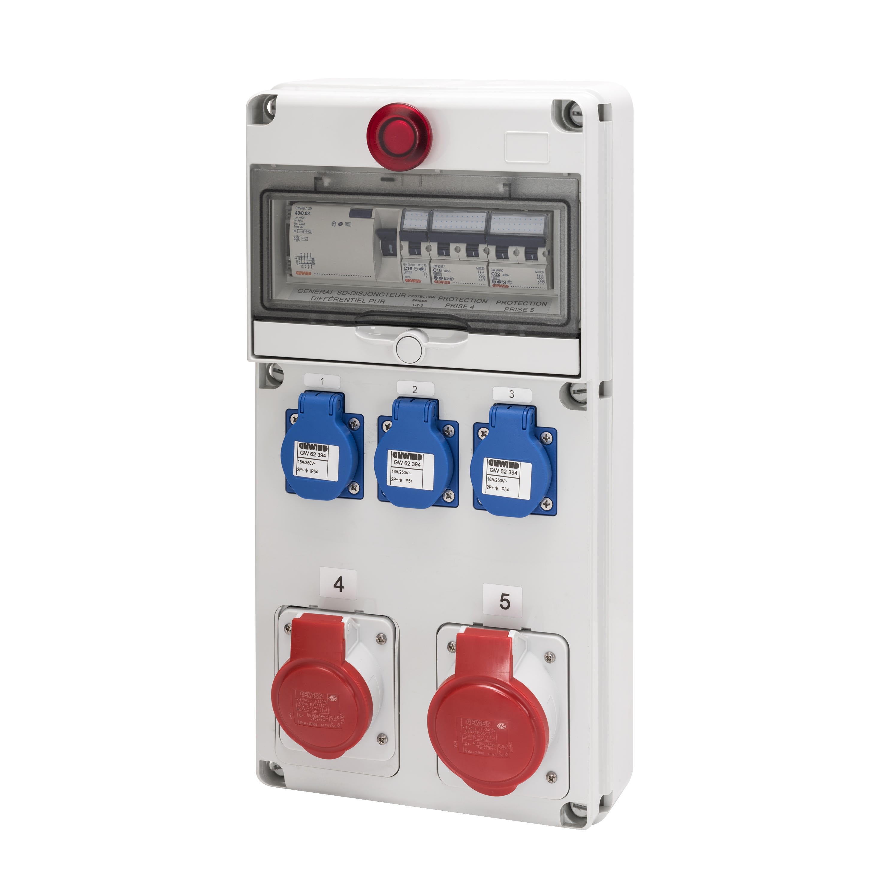 Gewiss - Q-DIN10 3X230V16A+1X400V16A+1X400V32A EM