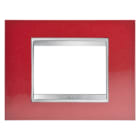 Gewiss - PLAQUE APPAREILLAGE LUX 3P METAL RED GLAMOUR - GW16203MR