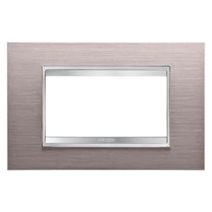 Gewiss - PLAQUE LUX 4P METAL ALUMINIUM BROSSÉ