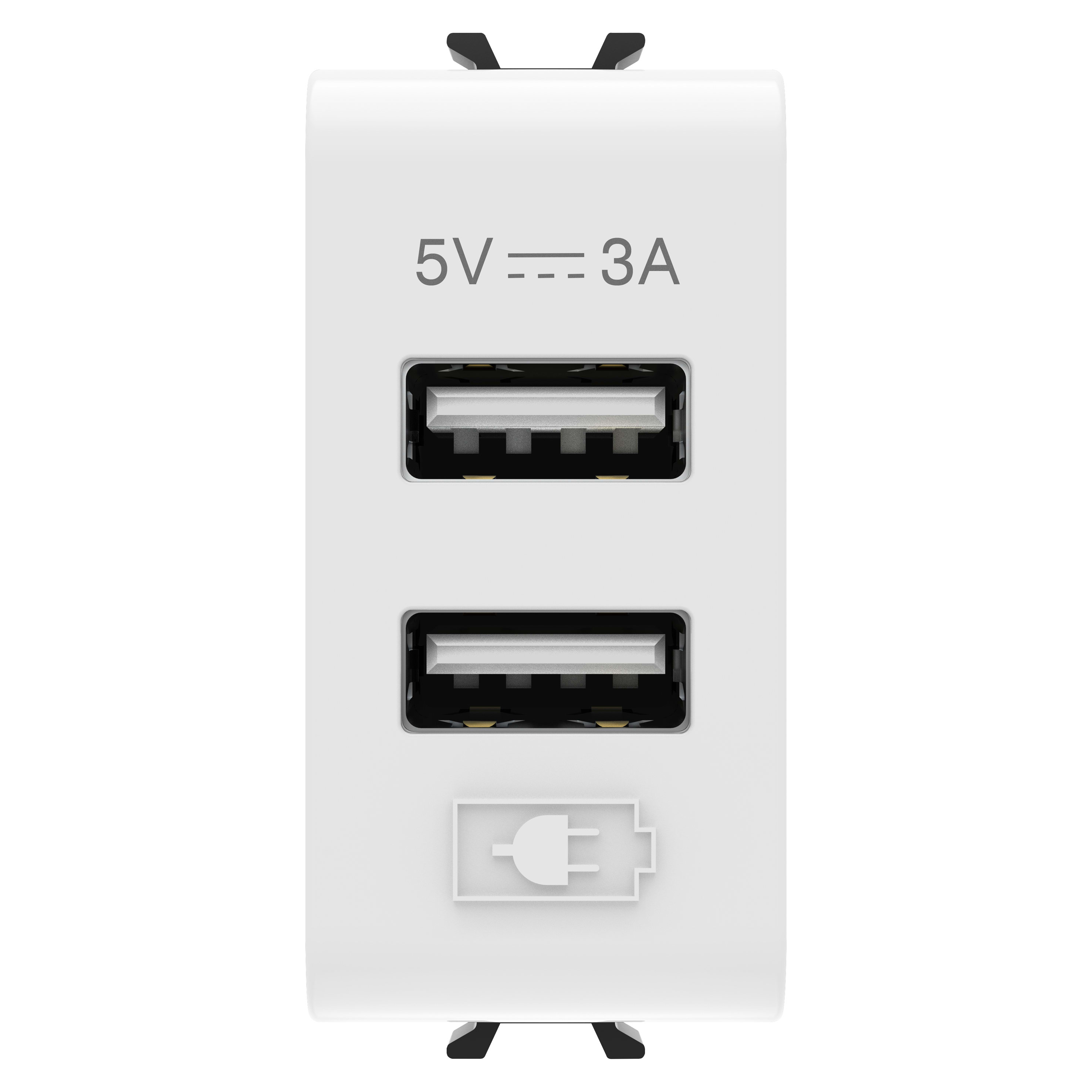 Gewiss - CHARGEUR DOUBLE USB A+A 5V 3A 1M BLA.