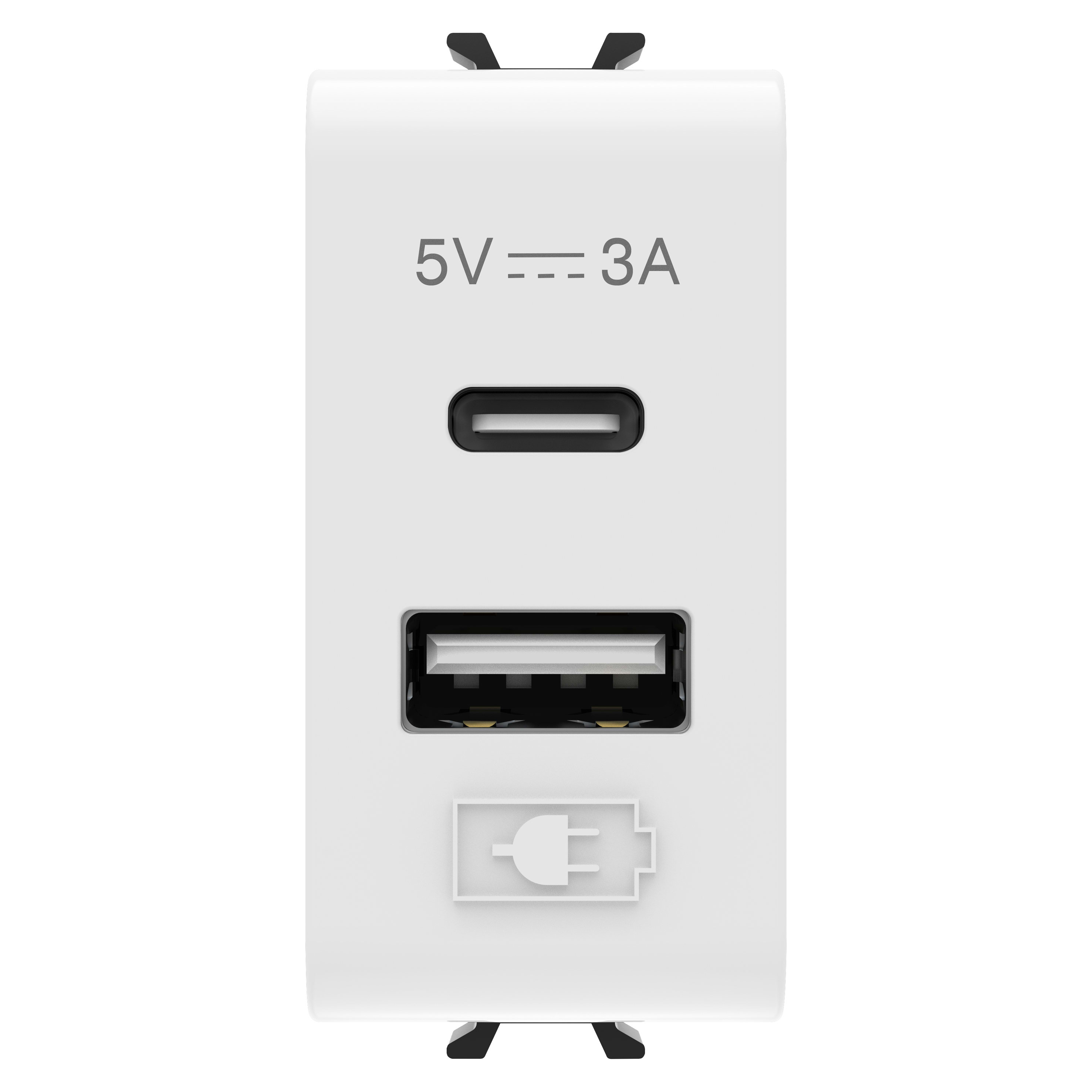 Gewiss - CHARGEUR DOUBLE USB A+C 5V 3A 1M BLA.