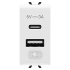 Gewiss - CHARGEUR DOUBLE USB A+C 5V 3A 1M BLA.