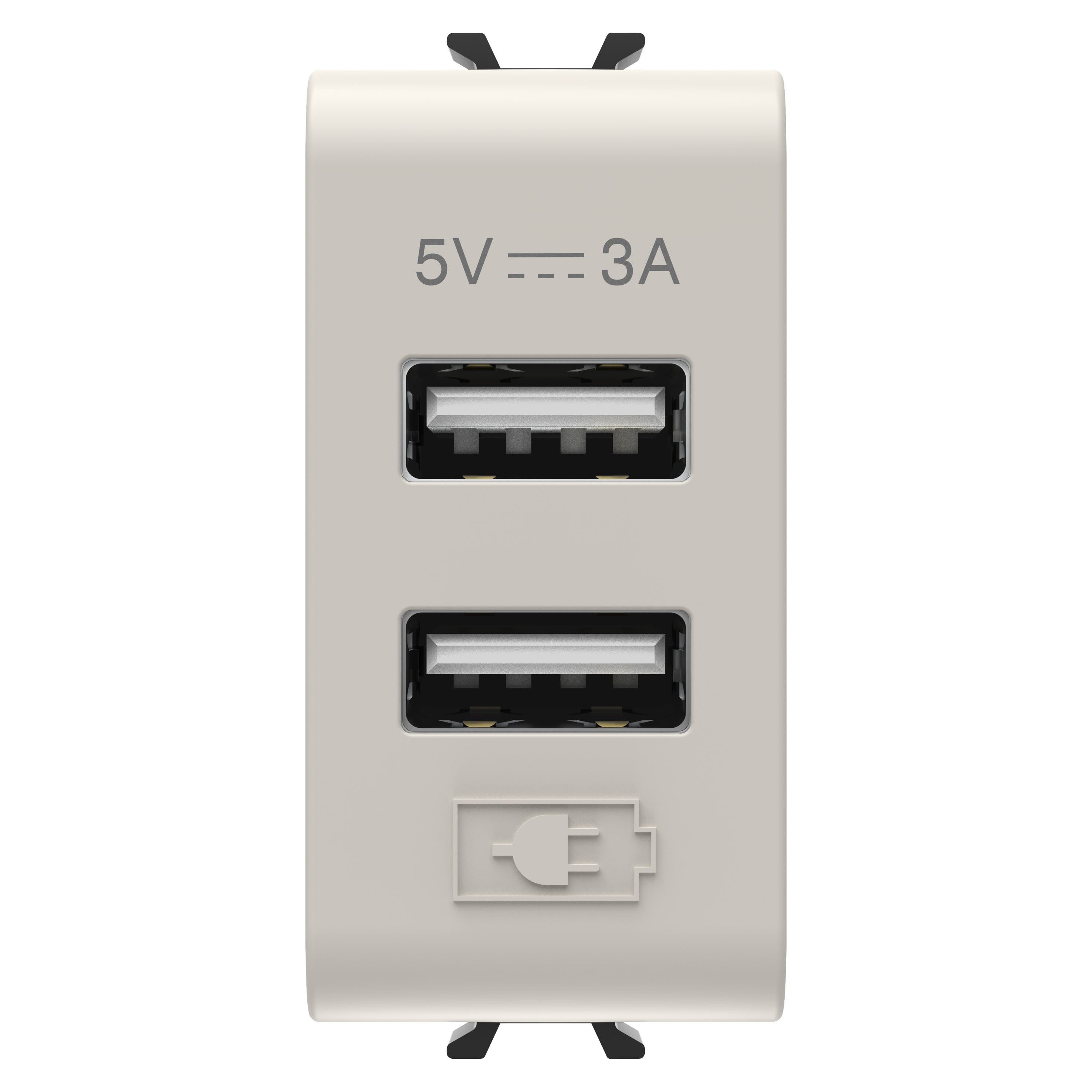 Gewiss - CHARGEUR DOUBLE USB A+A 5V 3A 1M BEIGE - GW13447