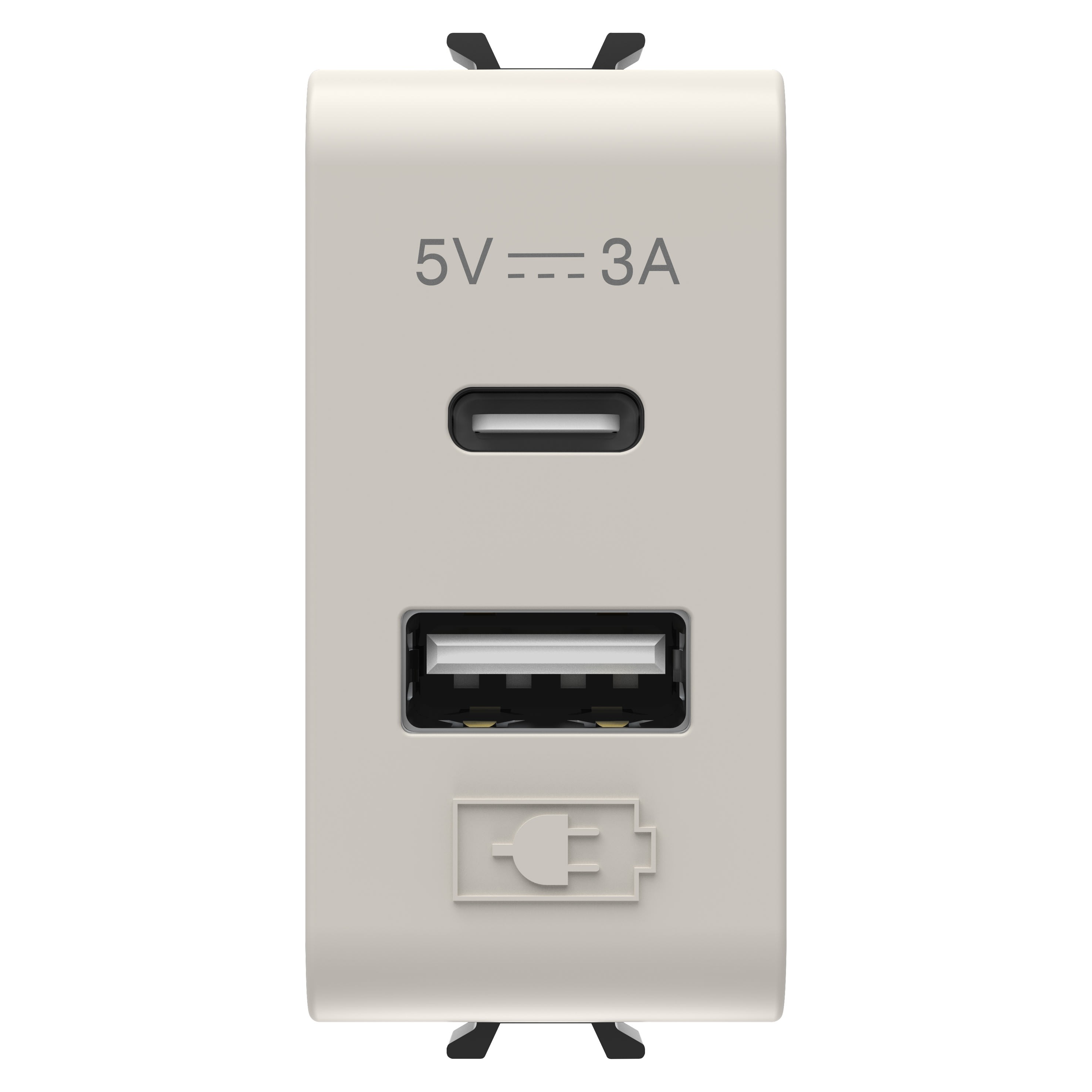 Gewiss - CHARGEUR DOUBLE USB A+C 5V 3A 1M BEIGE