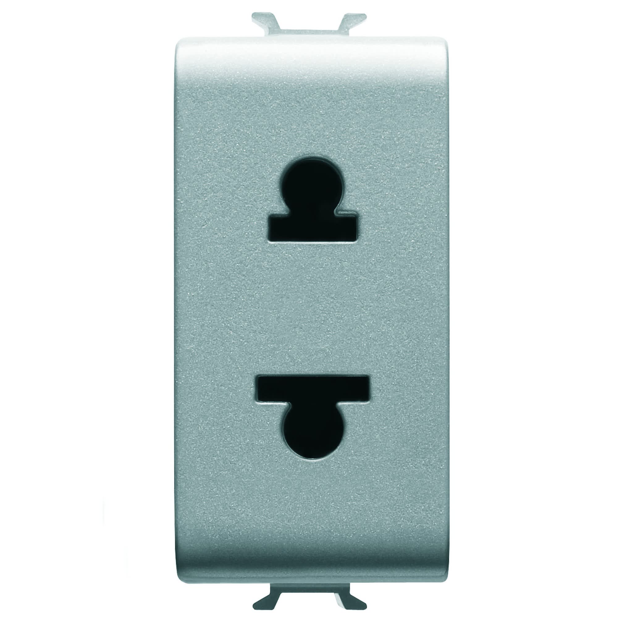 Gewiss - PRISE 1M 2 P+T 15A STD EURO-USA TITANE - GW14287