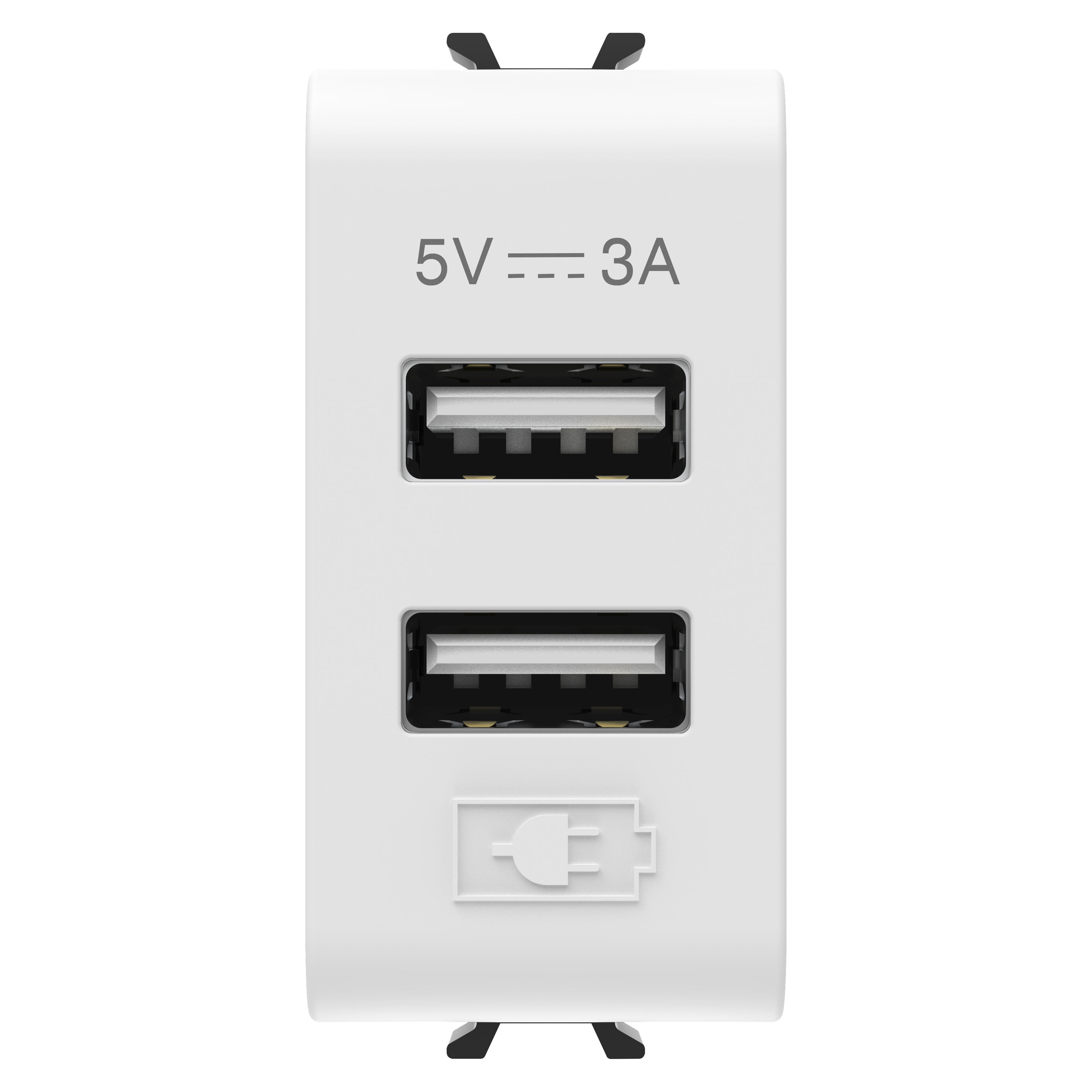 Gewiss - DUAL USB CHAR.A+A 5V 3A 1M BLA.SAT.