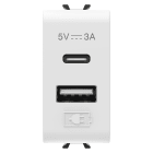 Gewiss - DUAL USB CHAR.A+C 5V 3A 1M BLA.SAT.