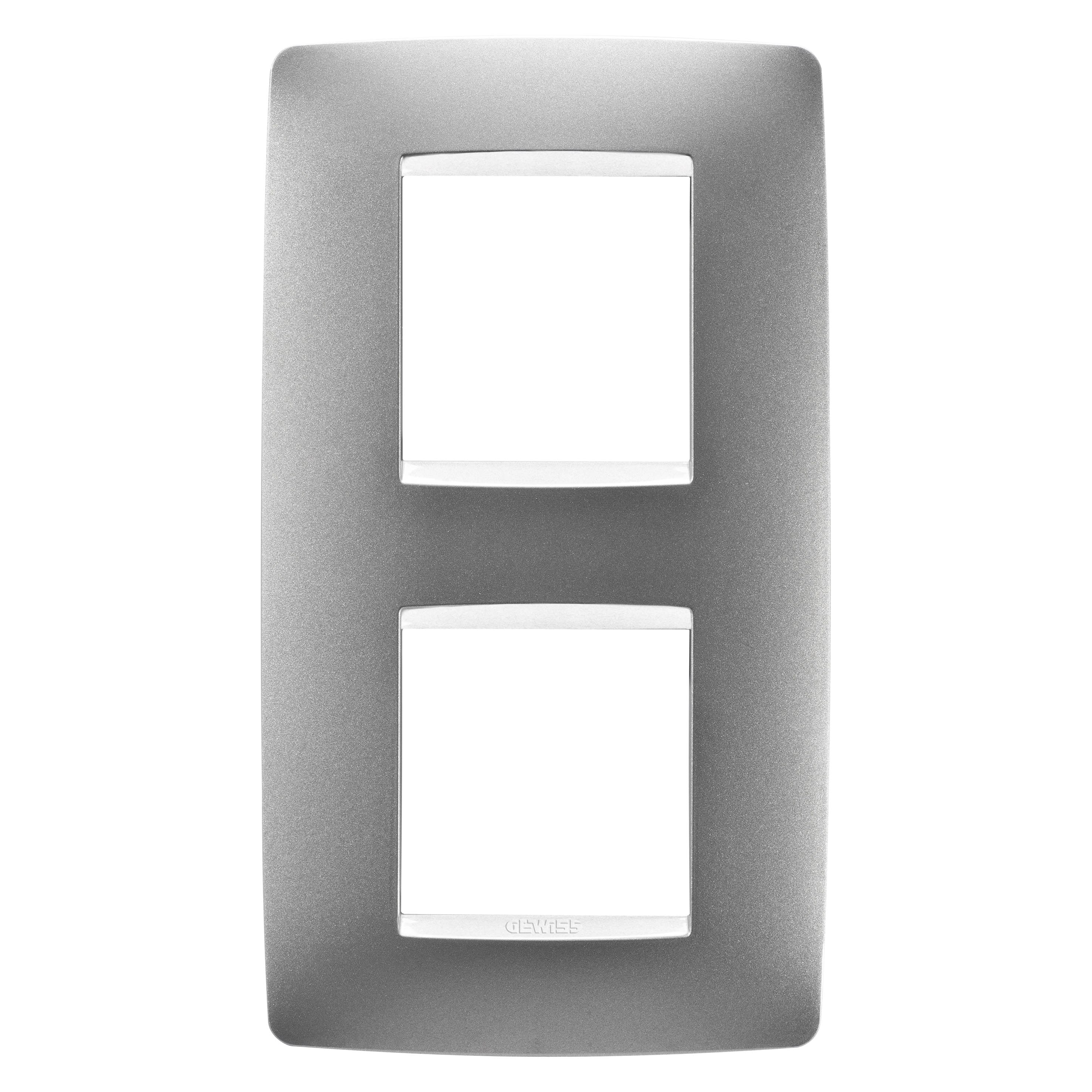 Gewiss - PLAQUE APPAREILLAGE ONE INT. 2+2P V.E. 71 TITANE - GW16124VT