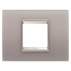 Gewiss - PLAQUE APPAREILLAGE LUX RECT. 2P VERRE GRIS PERLÉ - GW16202GP