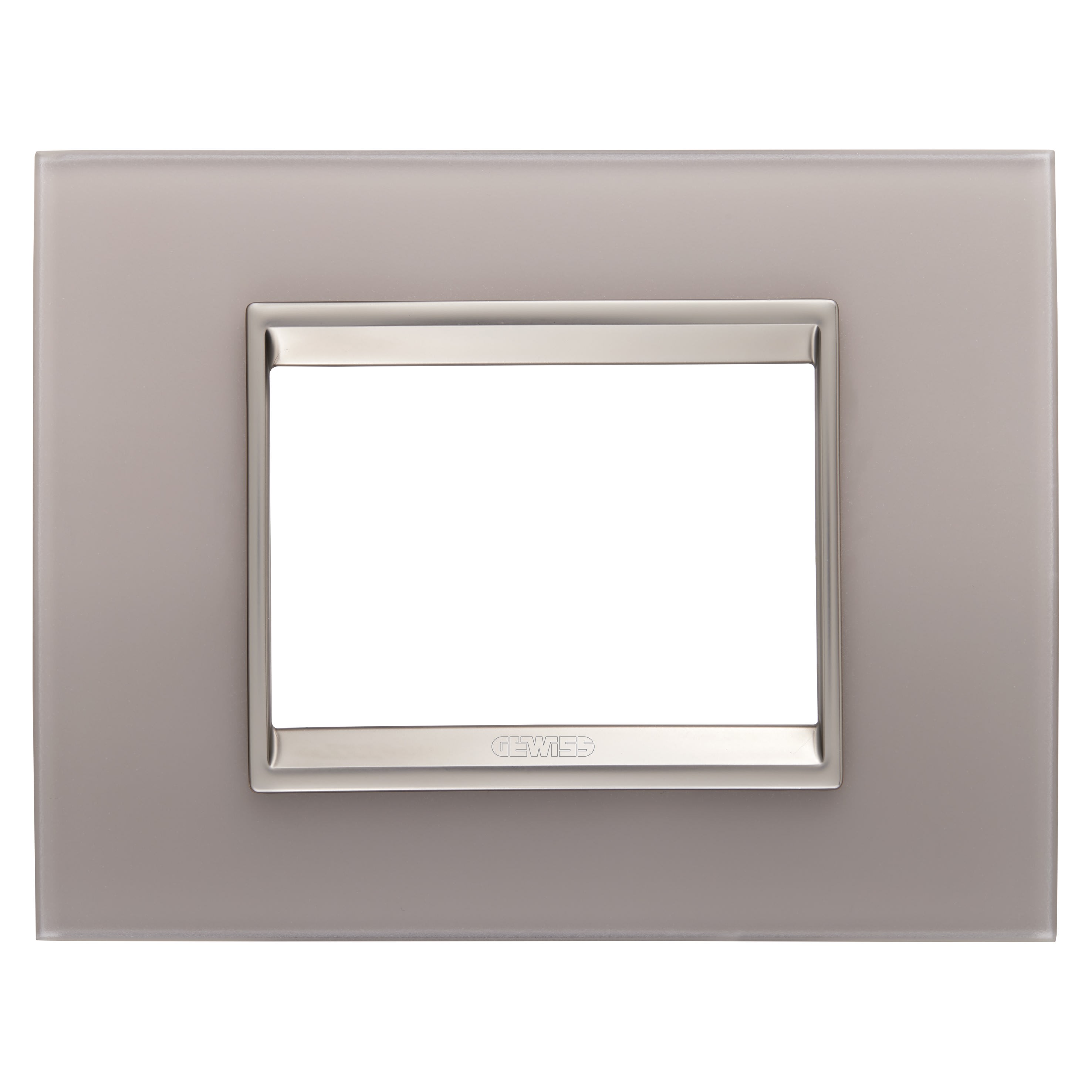 Gewiss - PLAQUE APPAREILLAGE LUX RECT. 3P VERRE GRIS PERLÉ - GW16203GP