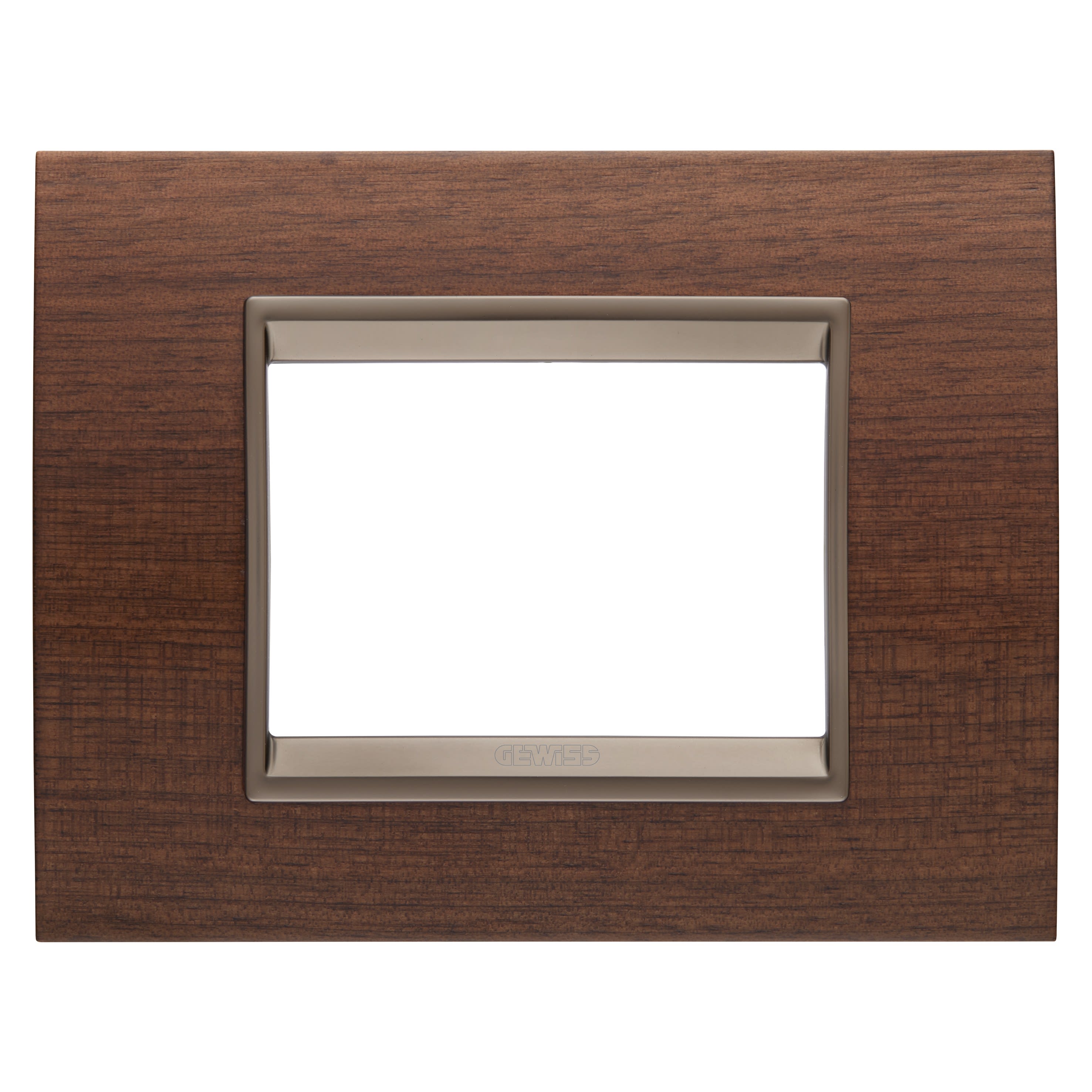 Gewiss - PLAQUE LUX RECTANGULAIRE 3P BOIS NOYER