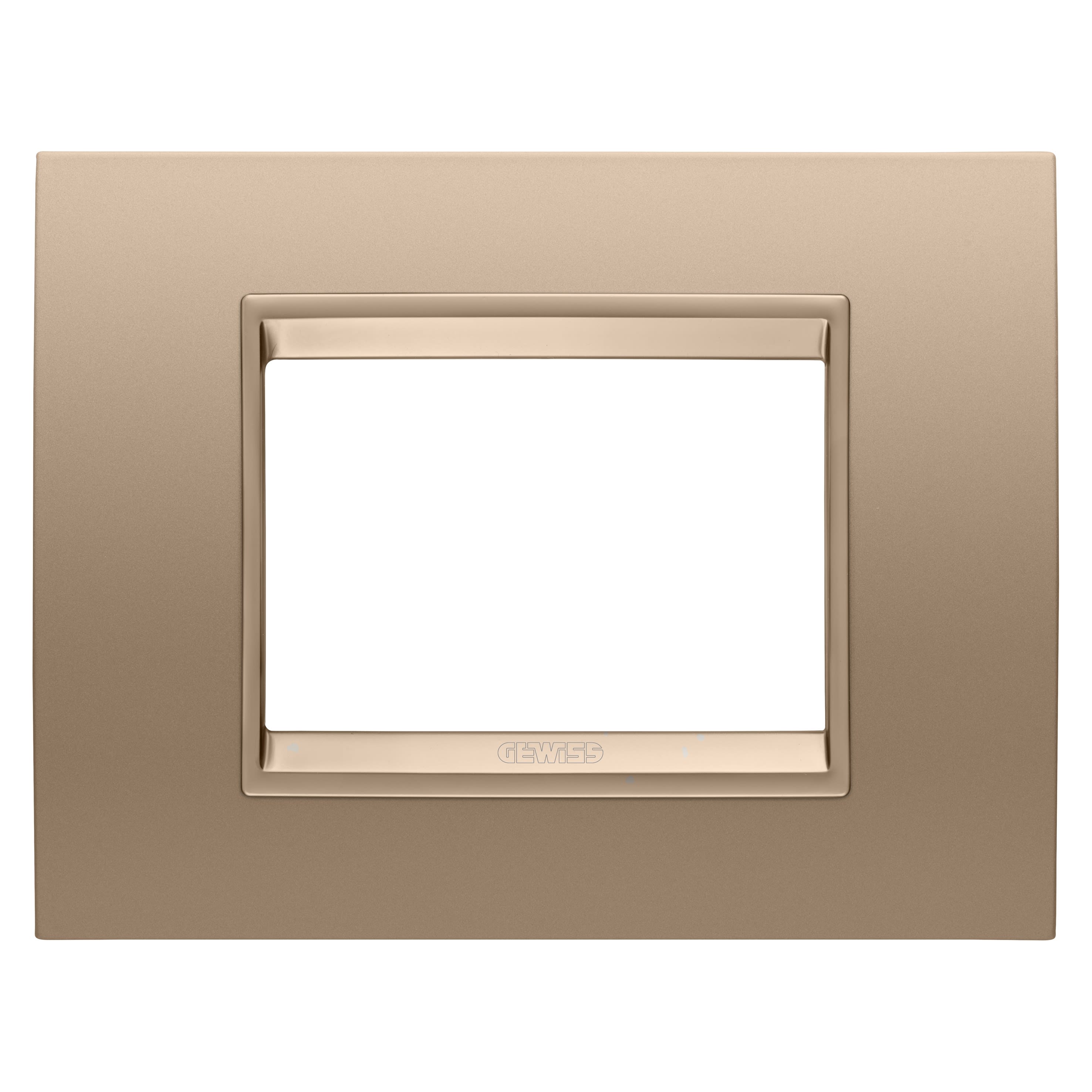 Gewiss - PLAQUE LUX RECT. 3P MÉTAL CUIVRE DOUX