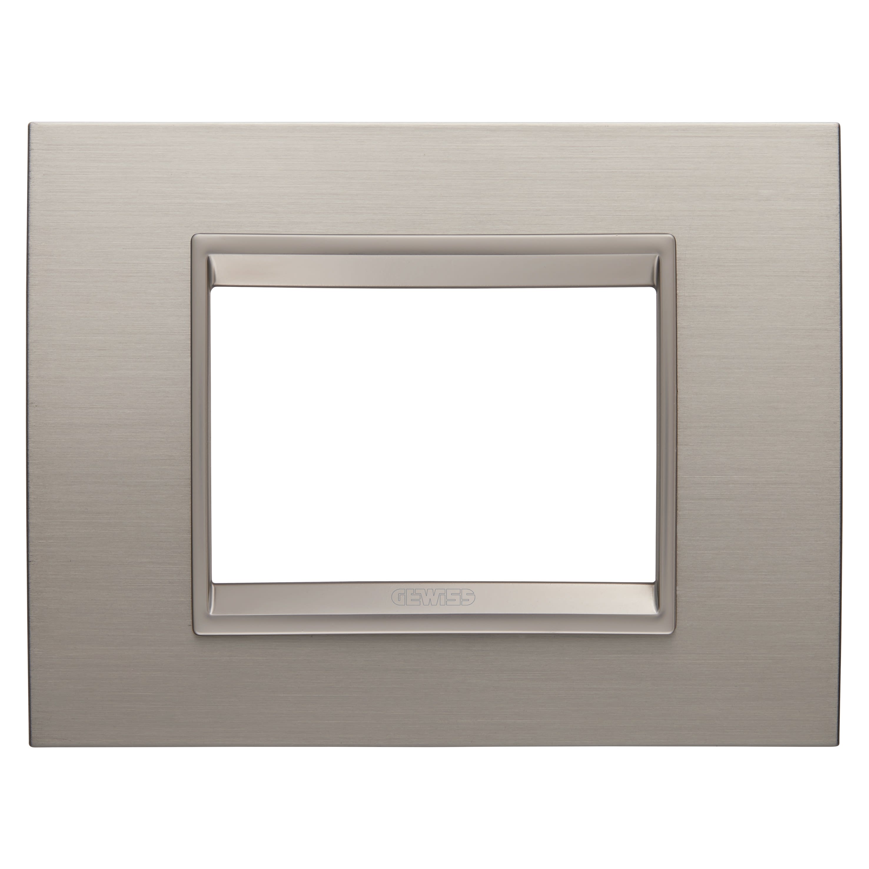 Gewiss - PLAQUE APPAREILLAGE LUX RECT. 3P MÉTAL ALU - GW16203XS