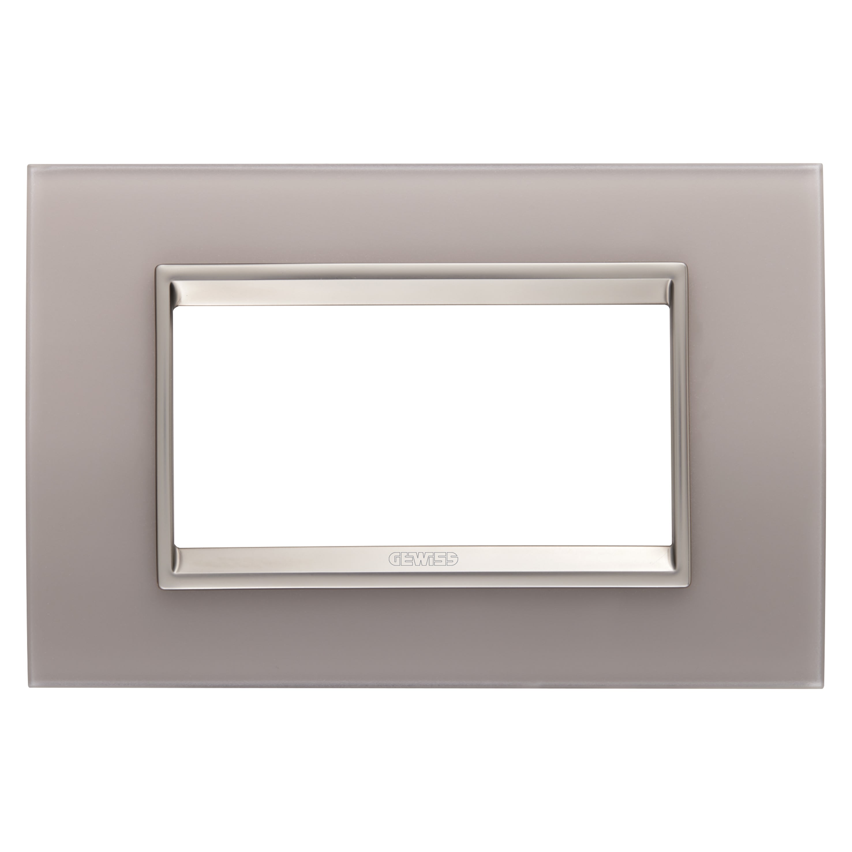 Gewiss - PLAQUE LUX RECT. 4P VERRE GRIS PERLÉ