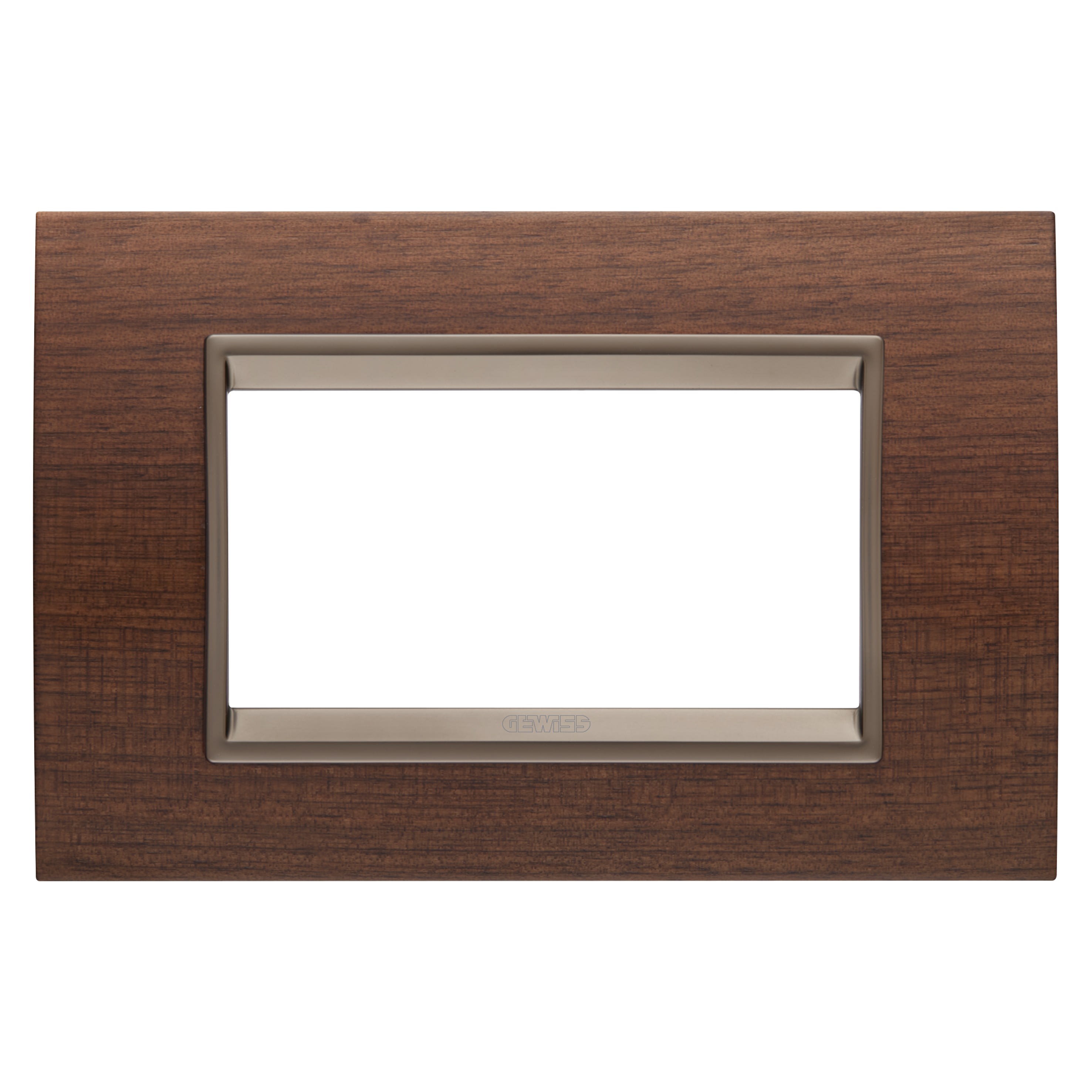 Gewiss - PLAQUE LUX RECTANGULAIRE 4P BOIS NOYER