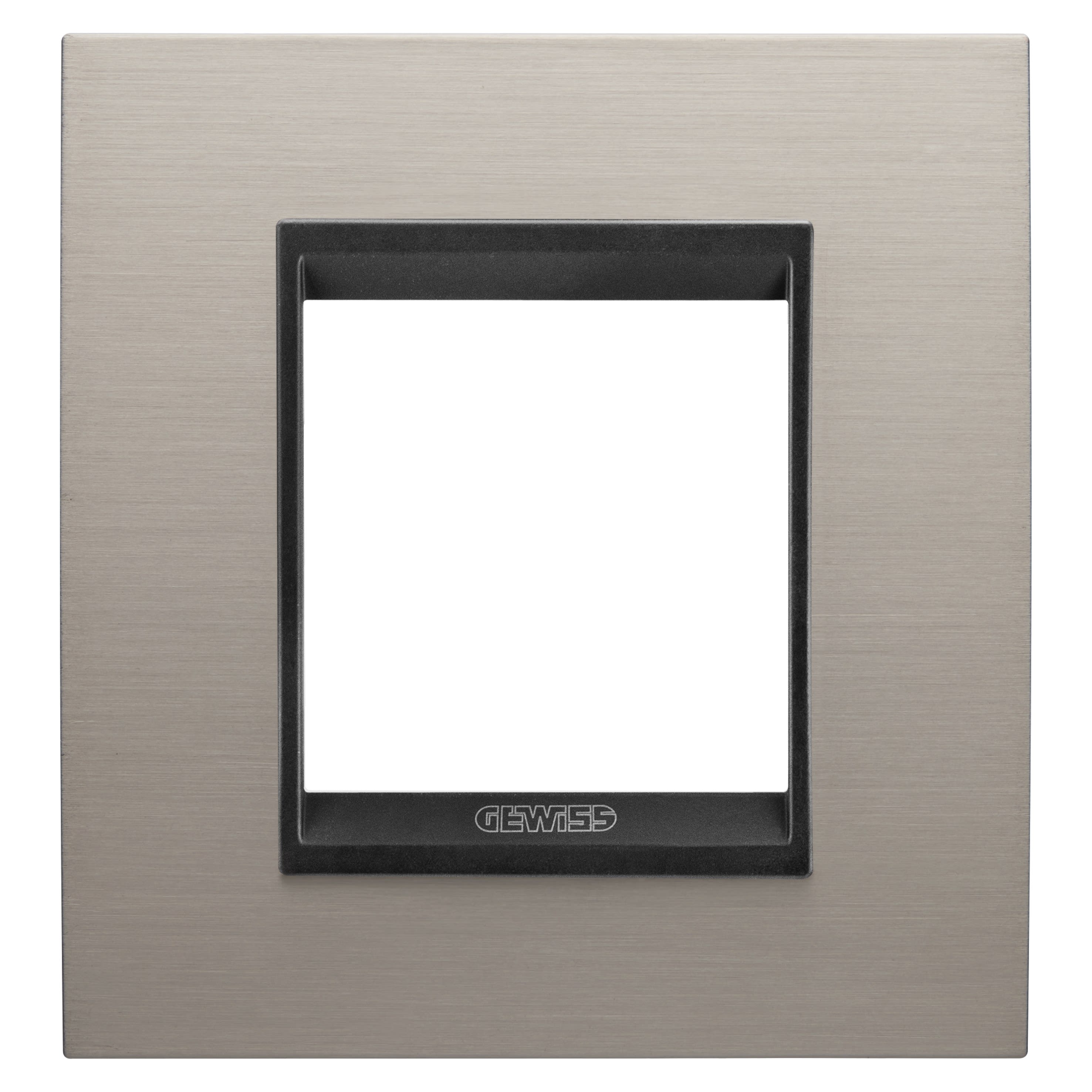 Gewiss - PLAQUE APPAREILLAGE LUX 2P MÉTAL ALUMINIUM BROSSÉ - GW16222WS