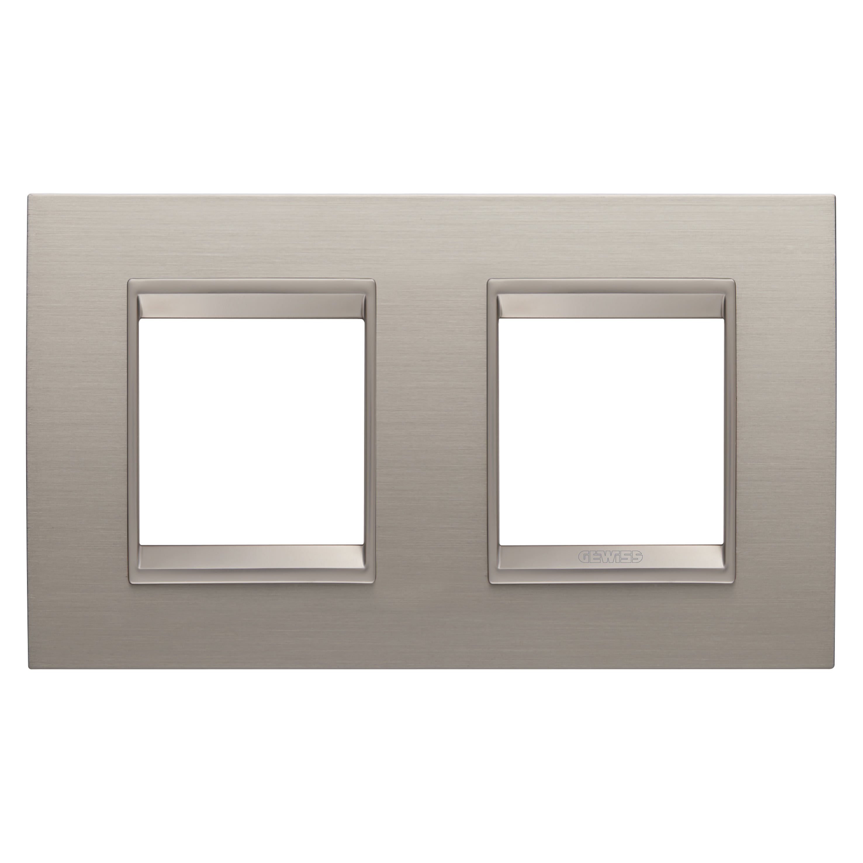 Gewiss - PLAQUE LUX 2+2P H MÉTAL ALUMINIUM BROSSÉ