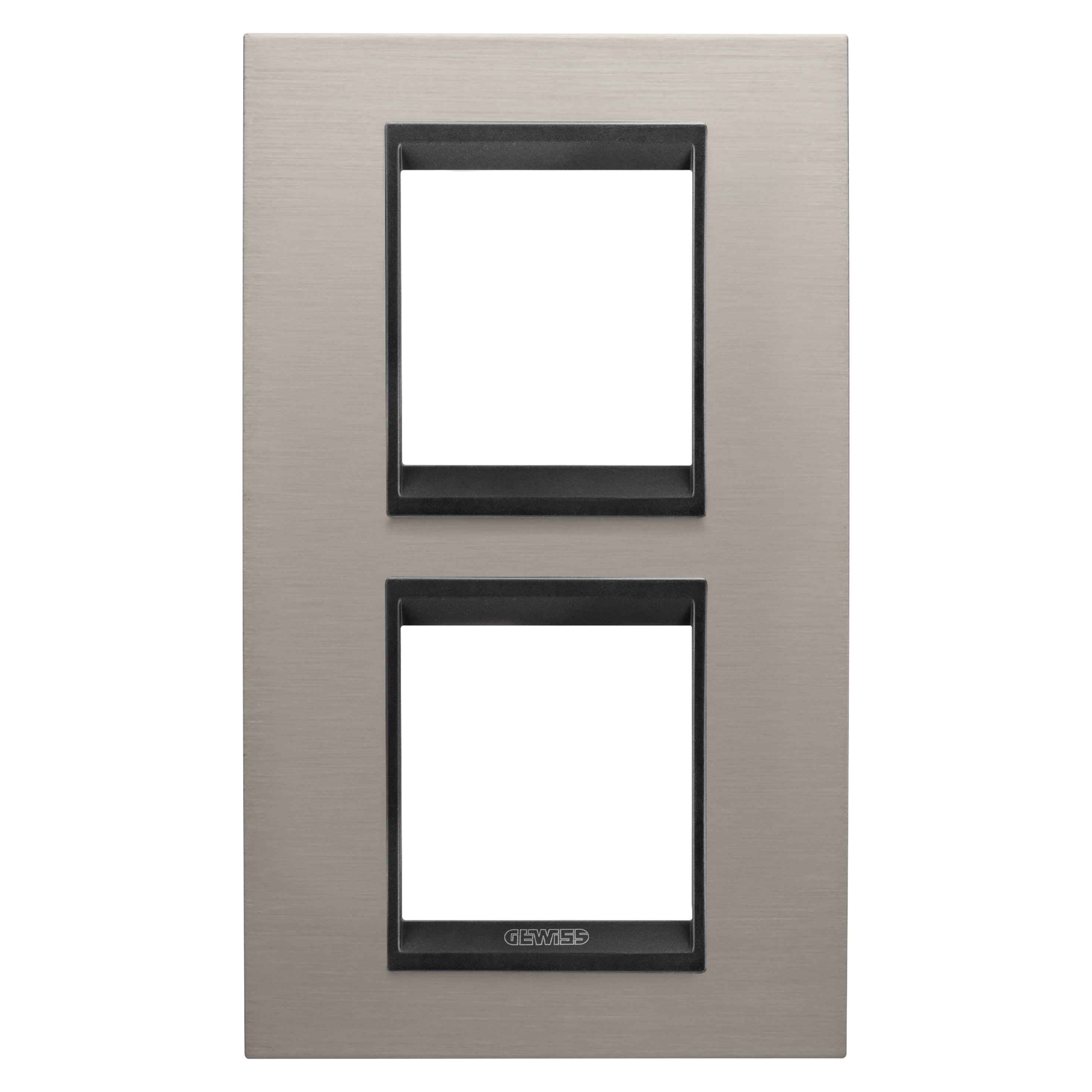 Gewiss - PLAQUE LUX 2+2P V MÉTAL ALUMINIUM BROSSÉ