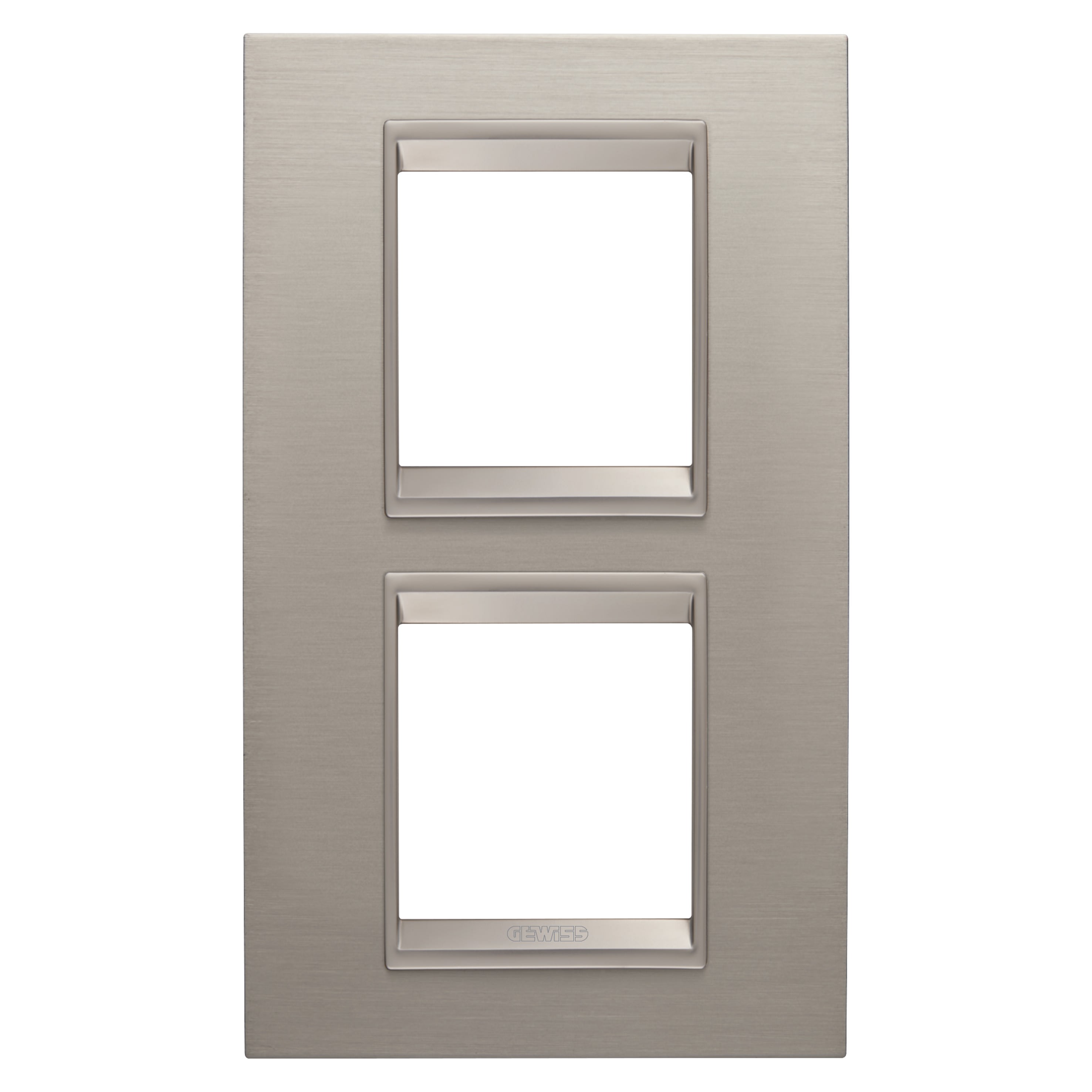Gewiss - PLAQUE LUX 2+2P V MÉTAL ALUMINIUM BROSSÉ
