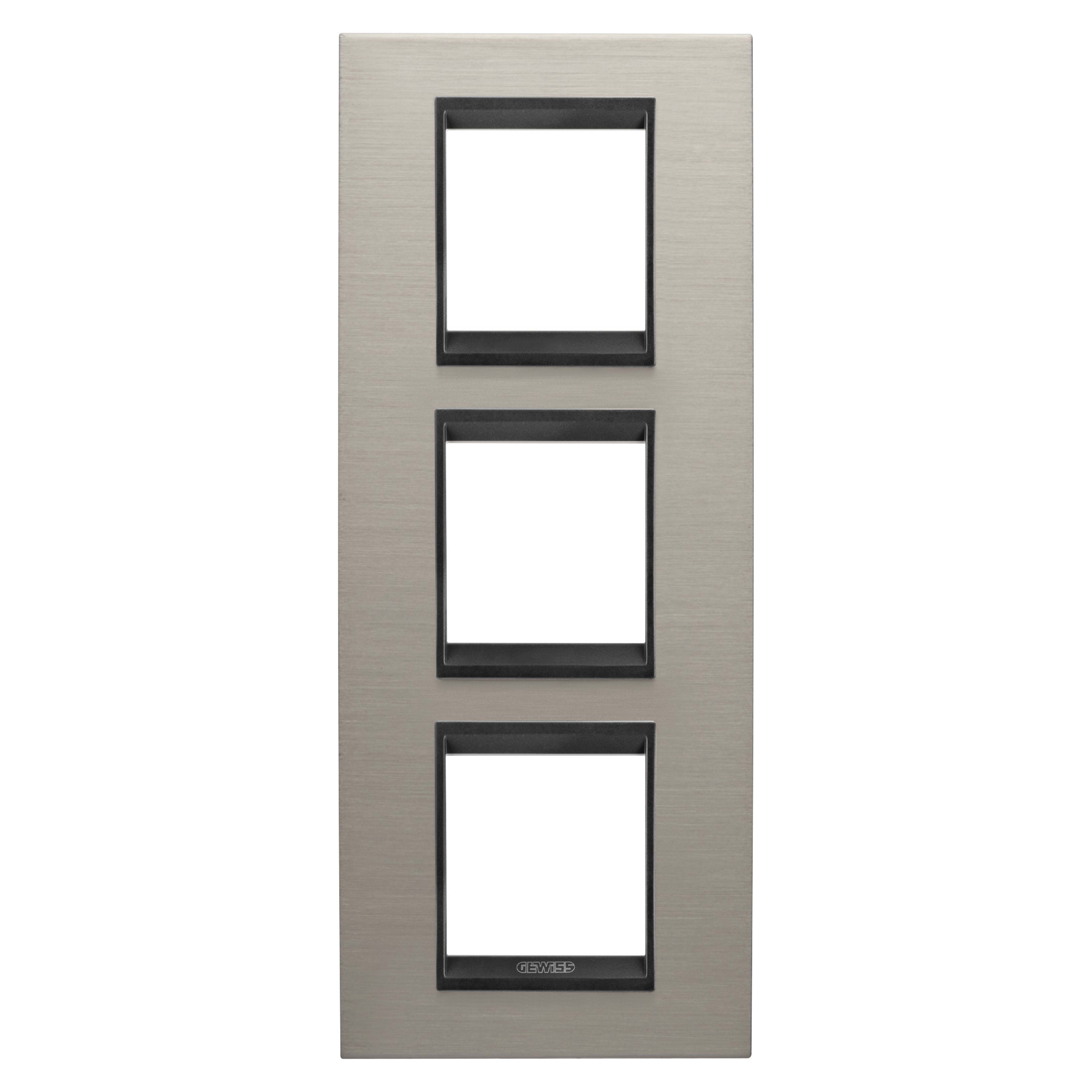 Gewiss - PLAQUE APPAREILLAGE LUX 2+2+2P V MÉTAL ALUMINIUM - GW16227WS