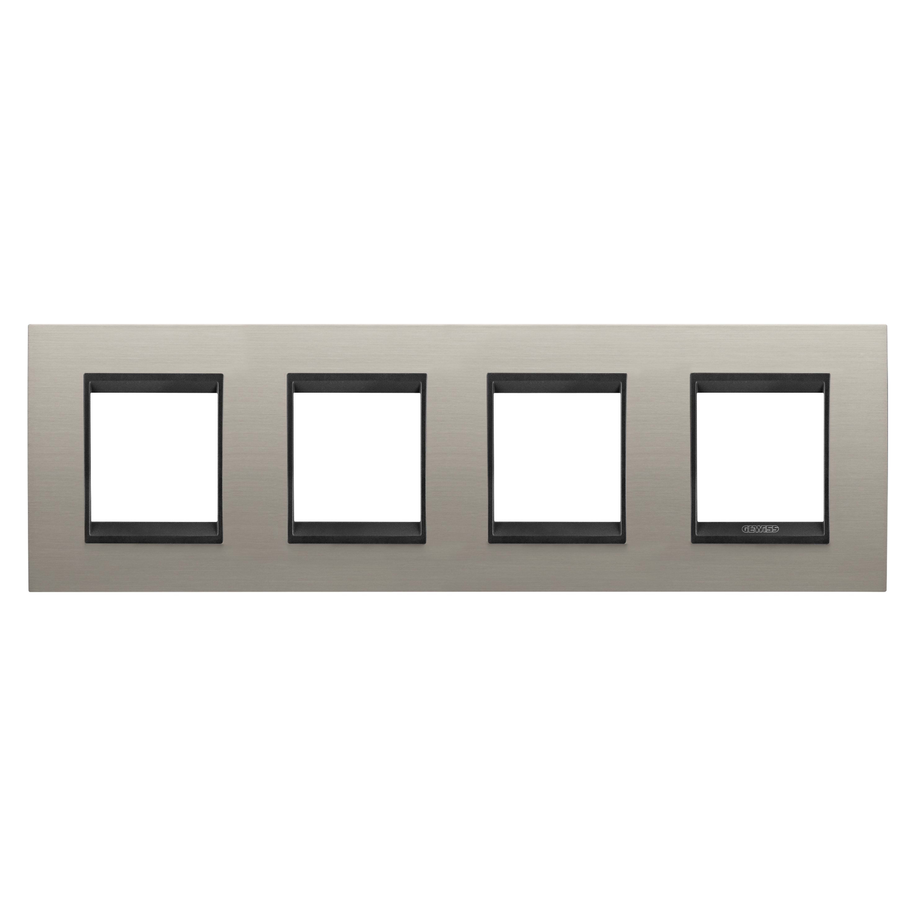 Gewiss - PLAQUE APPAREILLAGE LUX 2+2+2+2P H MÉTAL ALUMINIUM - GW16228WS