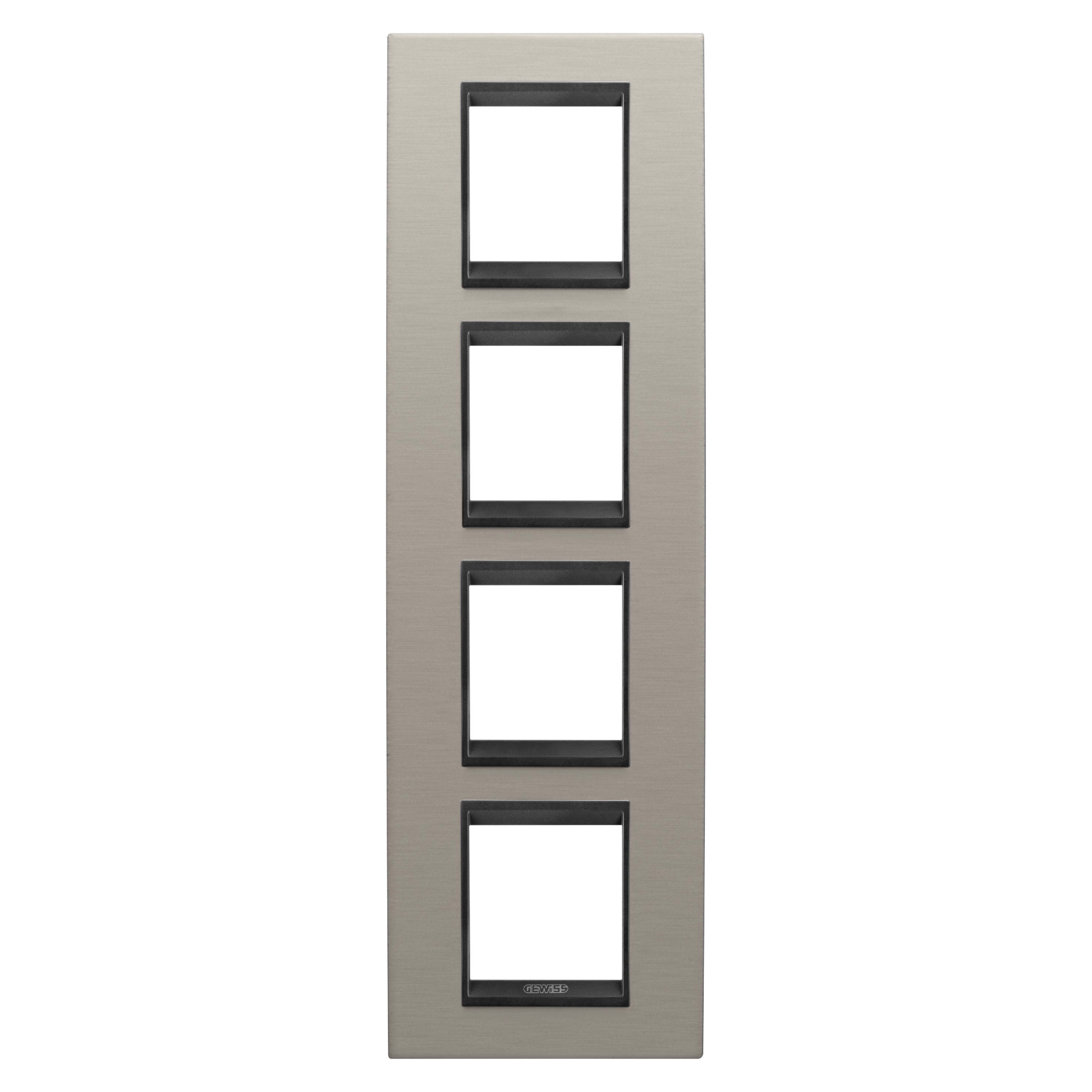 Gewiss - PLAQUE APPAREILLAGE LUX 2+2+2+2P V MÉTAL ALUMINIUM - GW16229WS