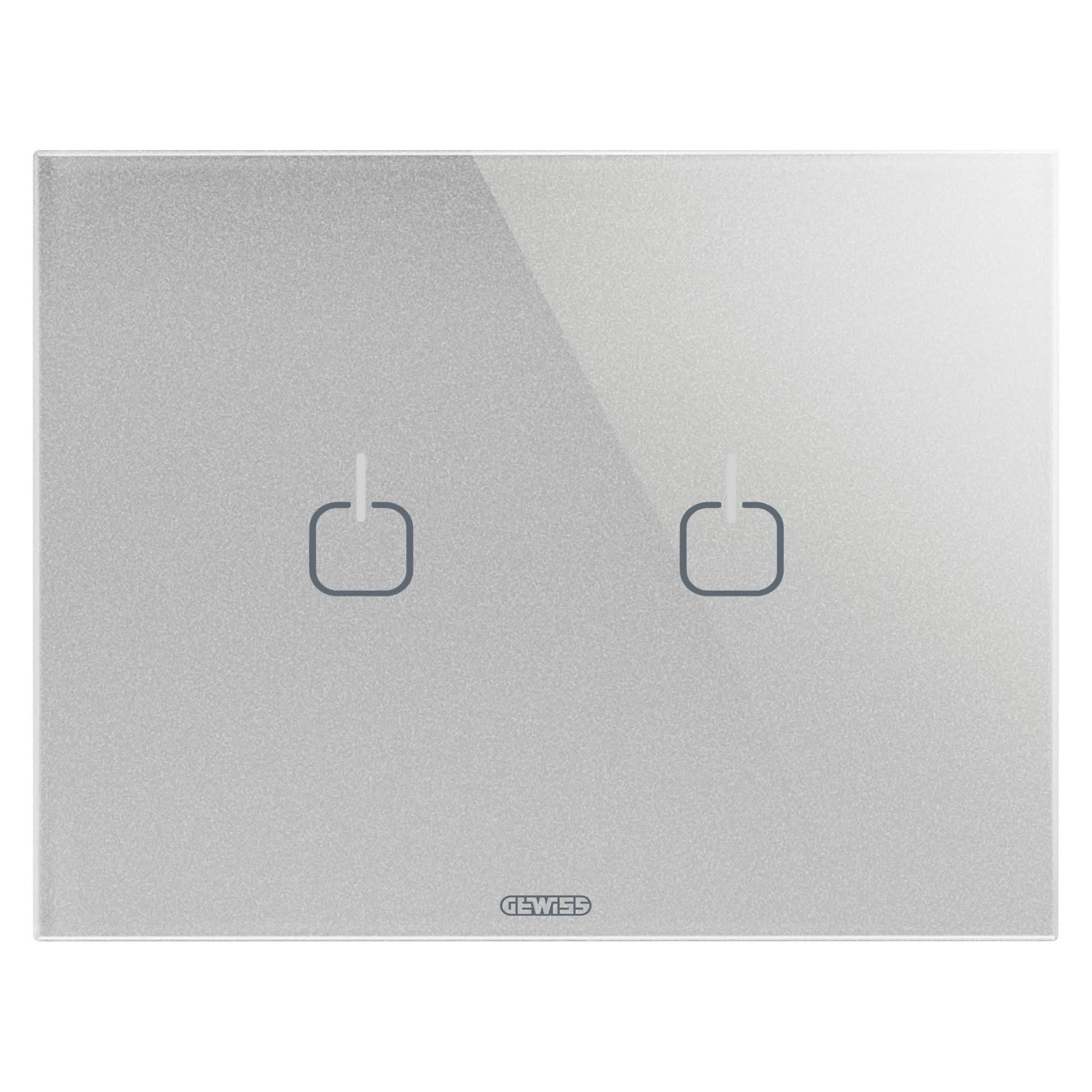 Gewiss - PLAQUE APPAREILLAGE ICE TOUCH 3P TITANE 2 SYMB. - GW16952CT