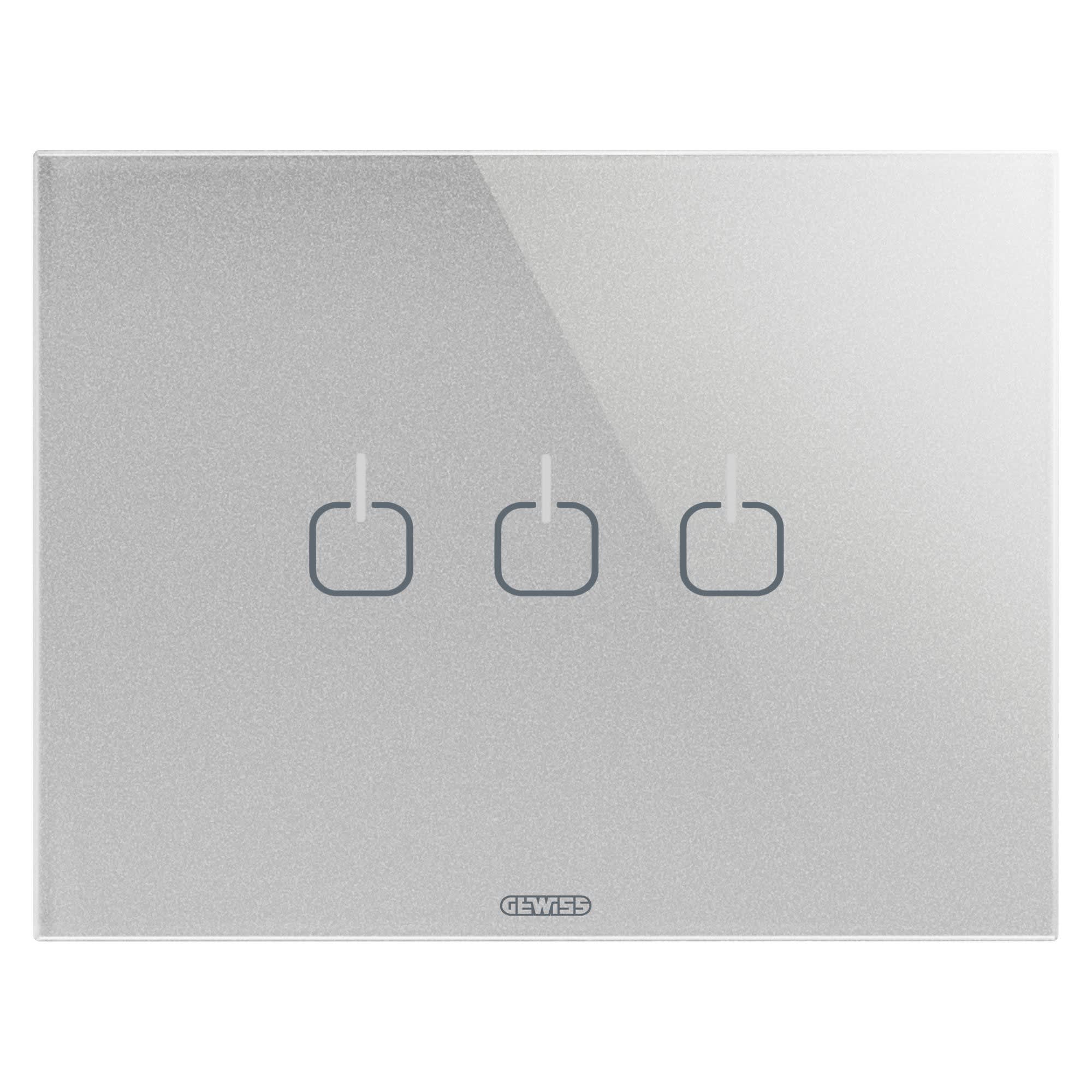 Gewiss - PLAQUE ICE TOUCH 3P TITANE 3 SYMB.