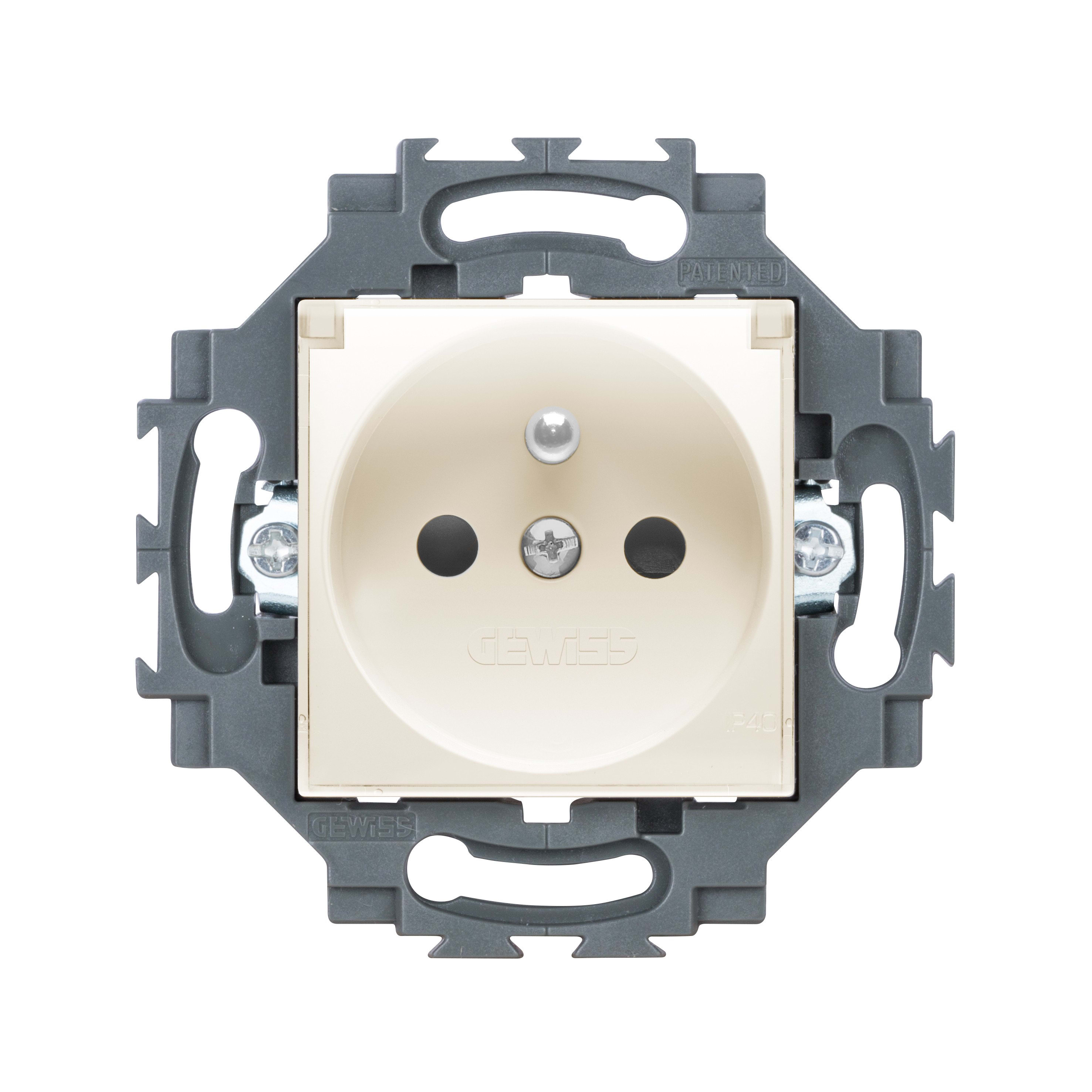 Gewiss - PRISE STD FRANCAIS 2P+T 16A IP40 IVOIRE - GW35213Y