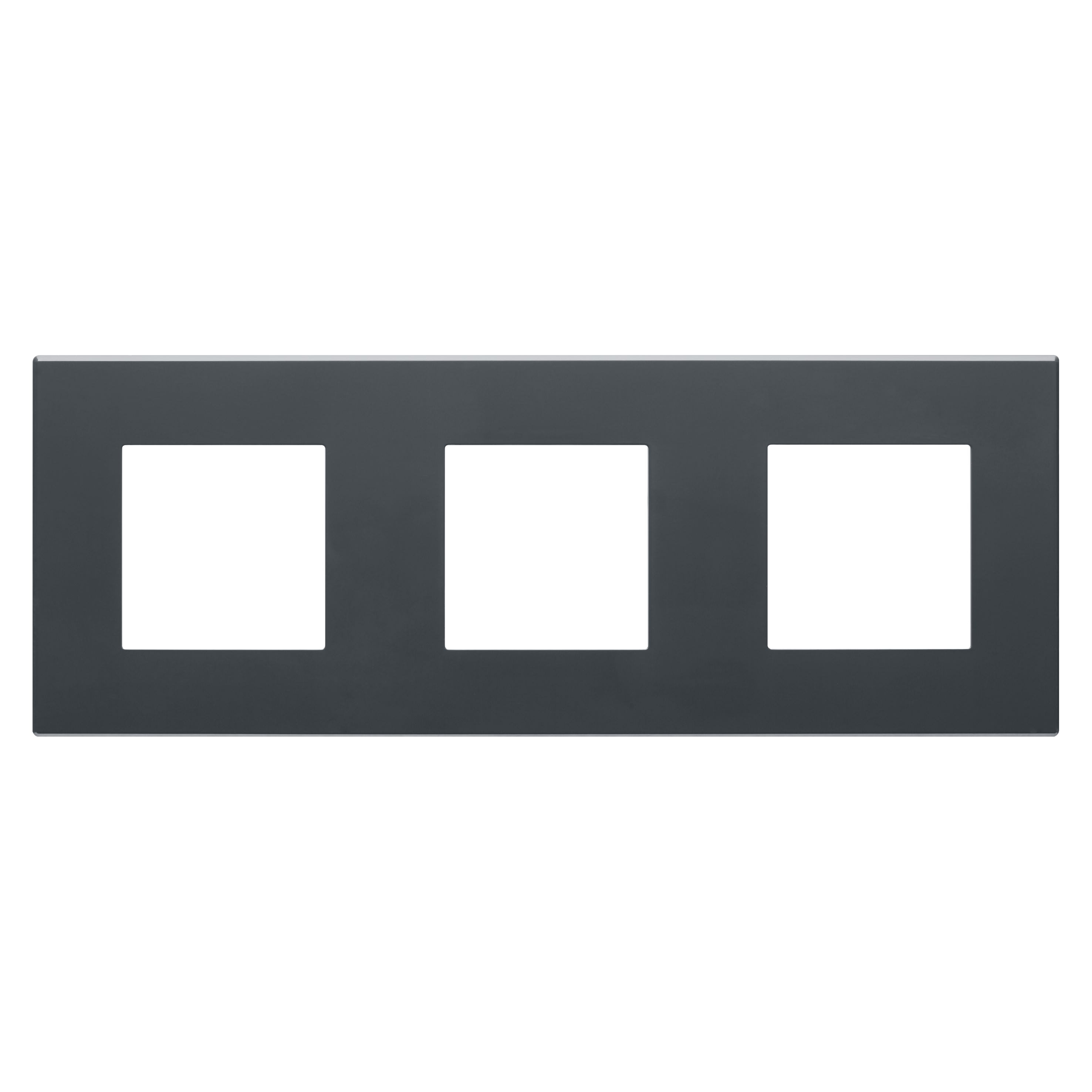 Gewiss - PLAQUE APPAREILLAGE DAHLIA 3 POSTES H/V GRIS ANTHRAC. - GW35903AN