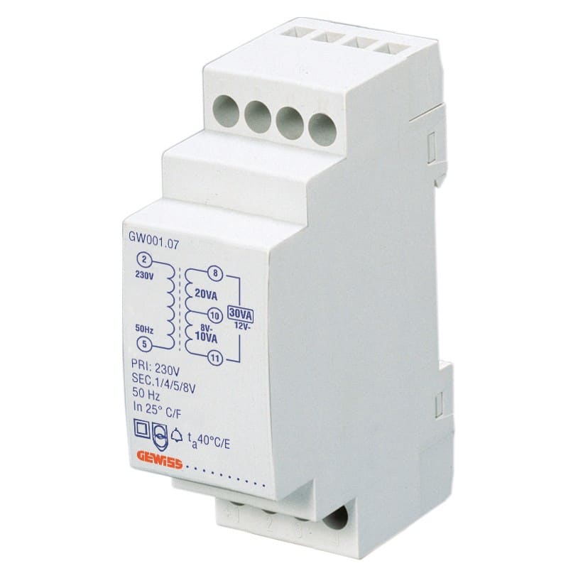 Gewiss - TRANSF.SONNERIES 10VA T.P.230V T.S.24V - GW96424