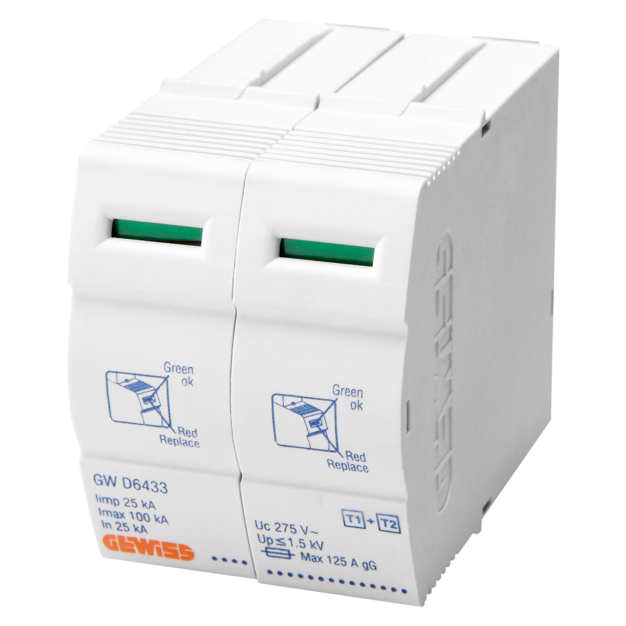 Gewiss - LST - CARTOUCHE PHASE 25KA T1+2