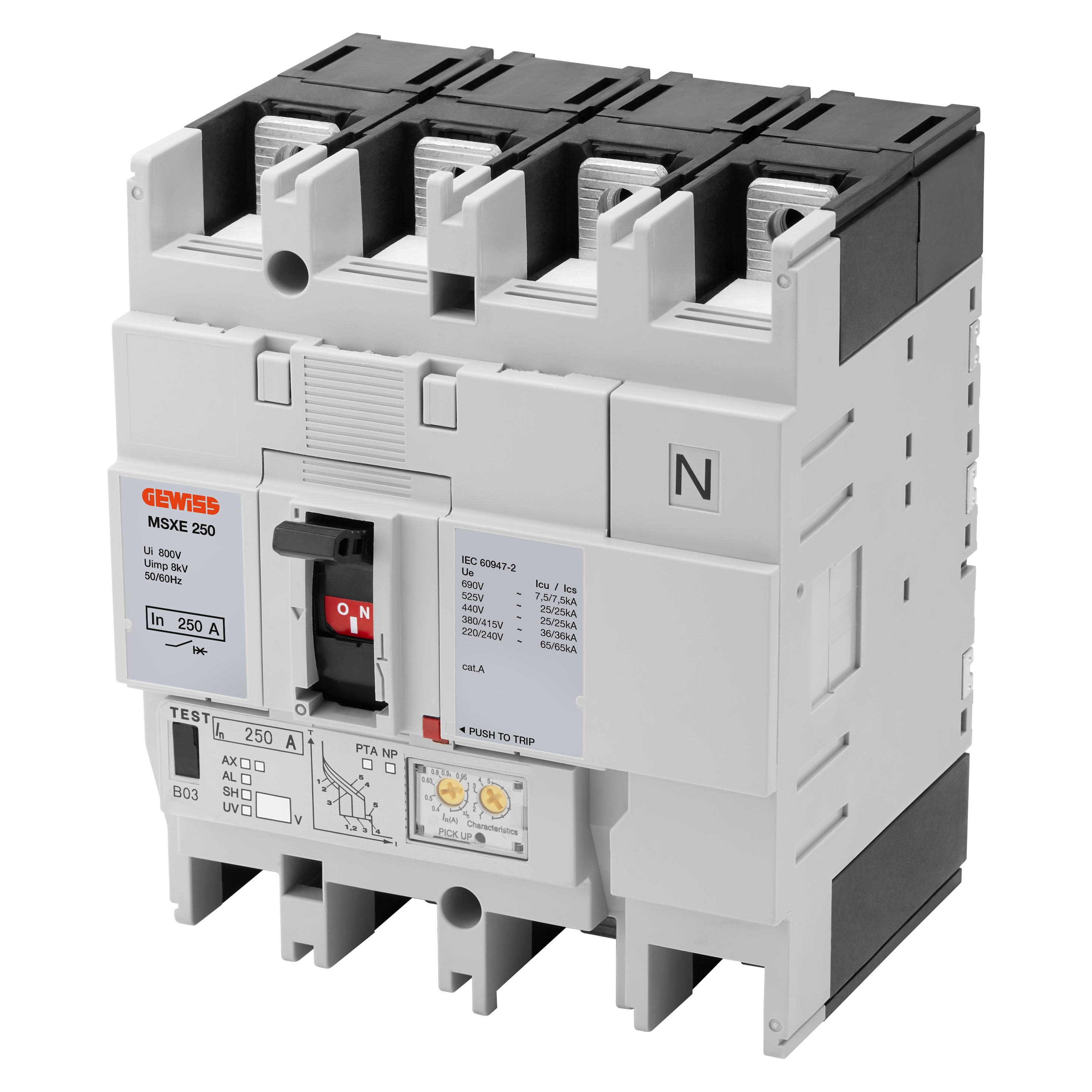 Gewiss - MSXE 160 4P 125A 36kA LSI Term.FC - GWD9326