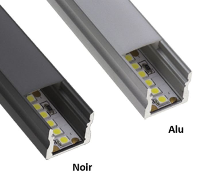 LCI - Profilé LED NOIR AL1715B - 2m + diffuseur noir + accessoires