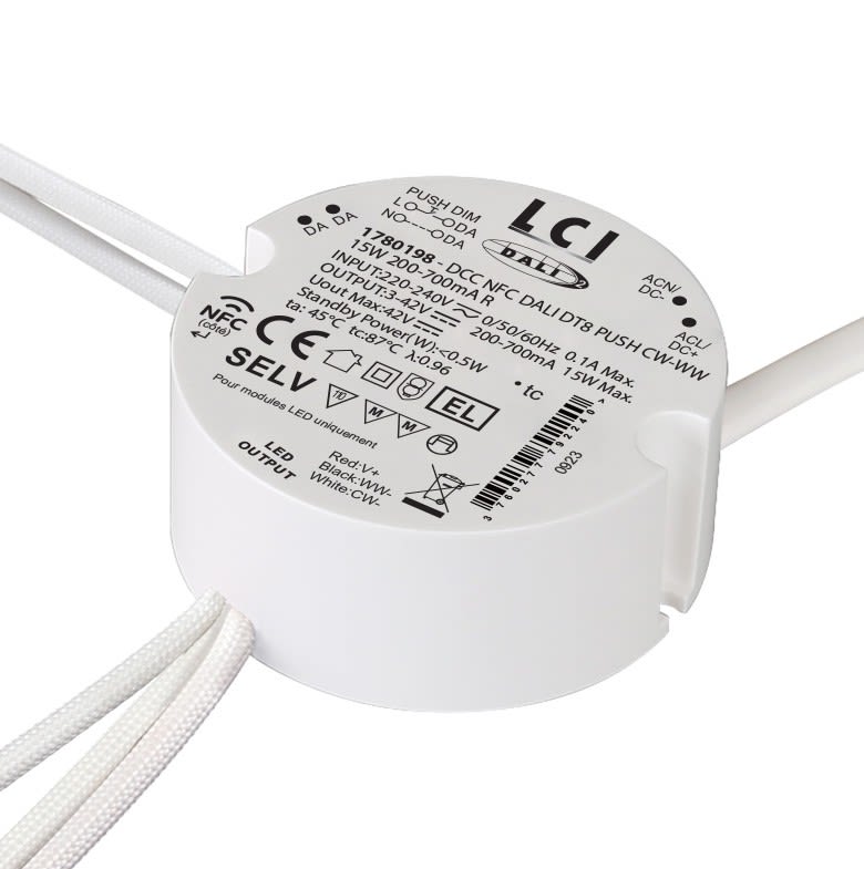 LCI - DCC NFC DALI DT8 PUSH CW-WW 15W 200-700mA R