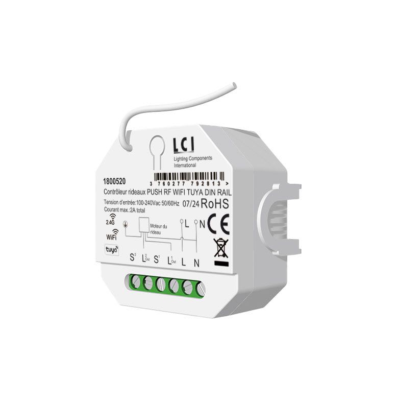 LCI - Contrôleur rideaux PUSH RF WIFI TUYA DIN RAIL