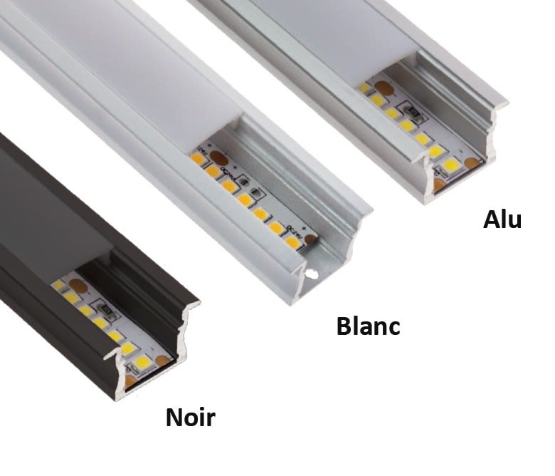 LCI - Profilé LED NOIR R1715 - 2m + diffuseur opale + accessoires