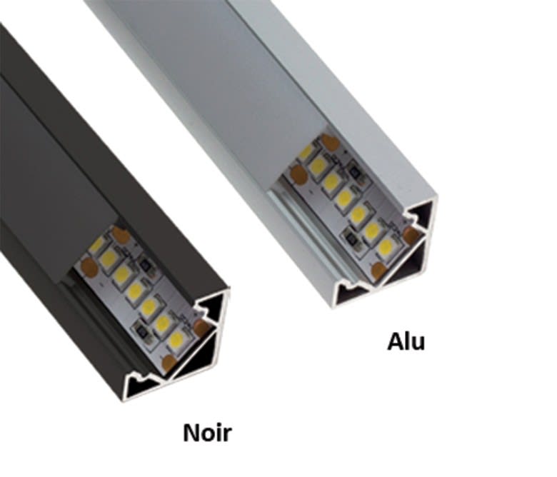 LCI - Profilé LED NOIR AC1818 - 2m + diffuseur noir + accessoires