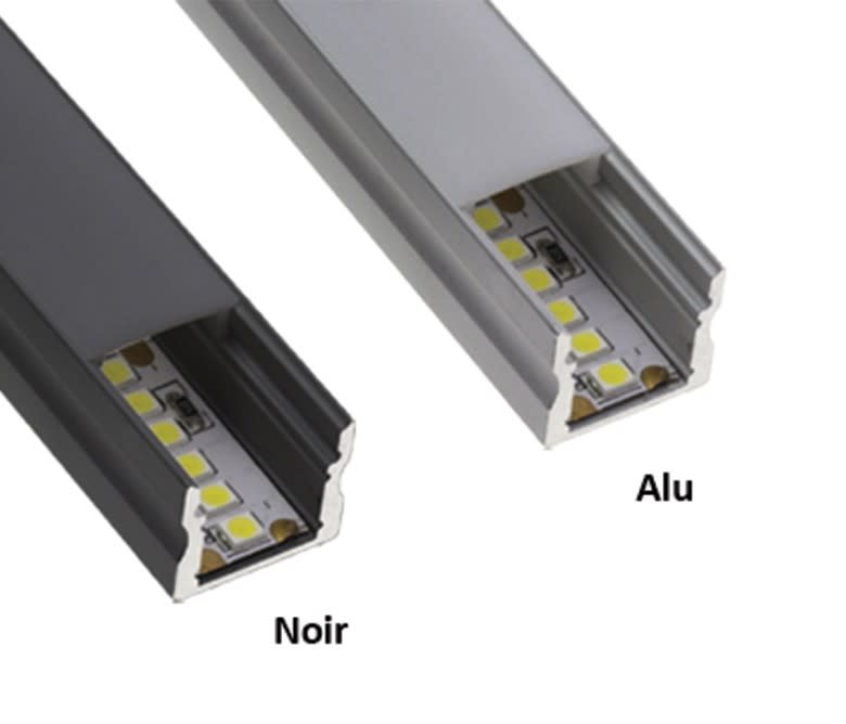 LCI - Profilé LED NOIR AL1715B - 2m + diffuseur opale + accessoires