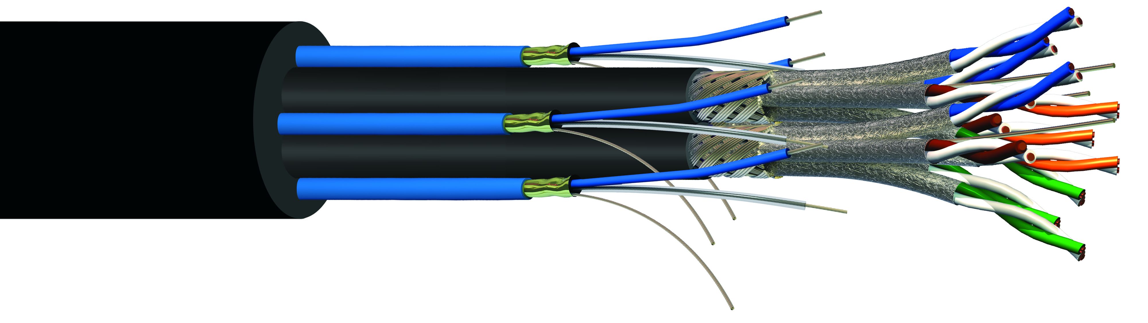 CAE Data - CABLE HYBRIDE : CAT.6A + AUDIO COMPOSE DE 4 x AUDIOLAN6A