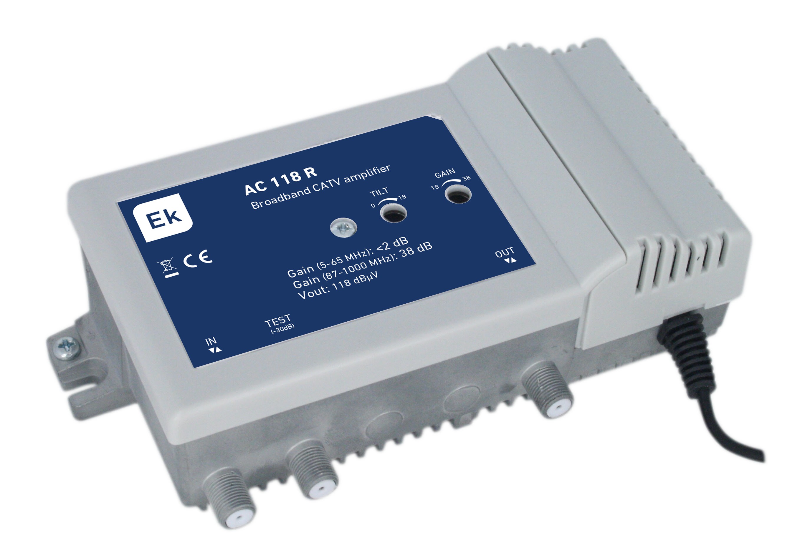 CAE Data - Amplificateur de ligne CATV 1 entrée (87-1000MHz). G: 38dB. 1 sortie
