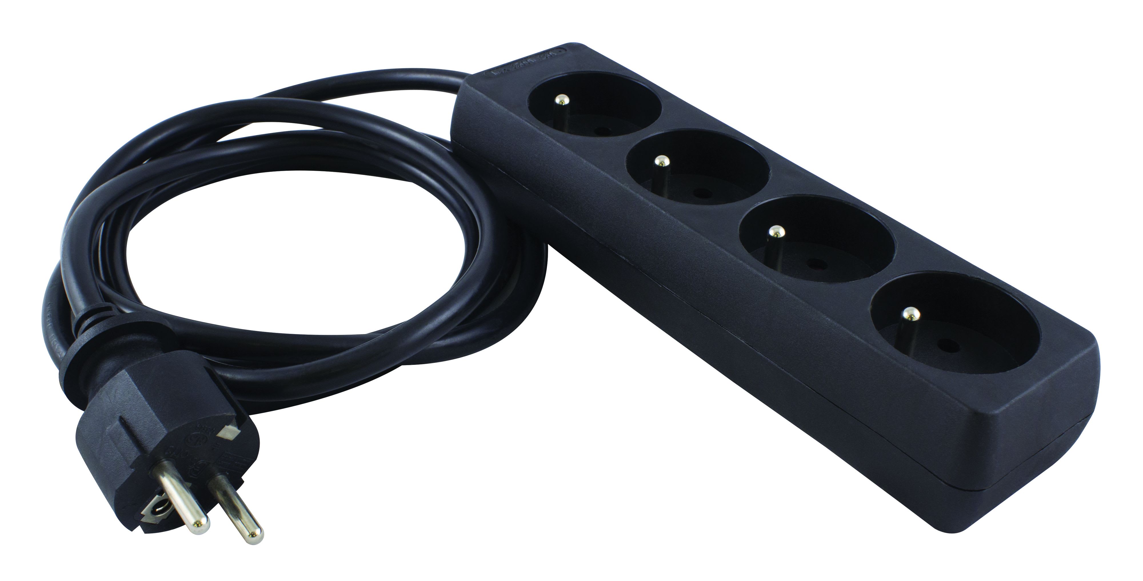 CAE Data - Bloc alimentation 4 prises 2 P+T - sans interrupteur - cordon 2m - noir