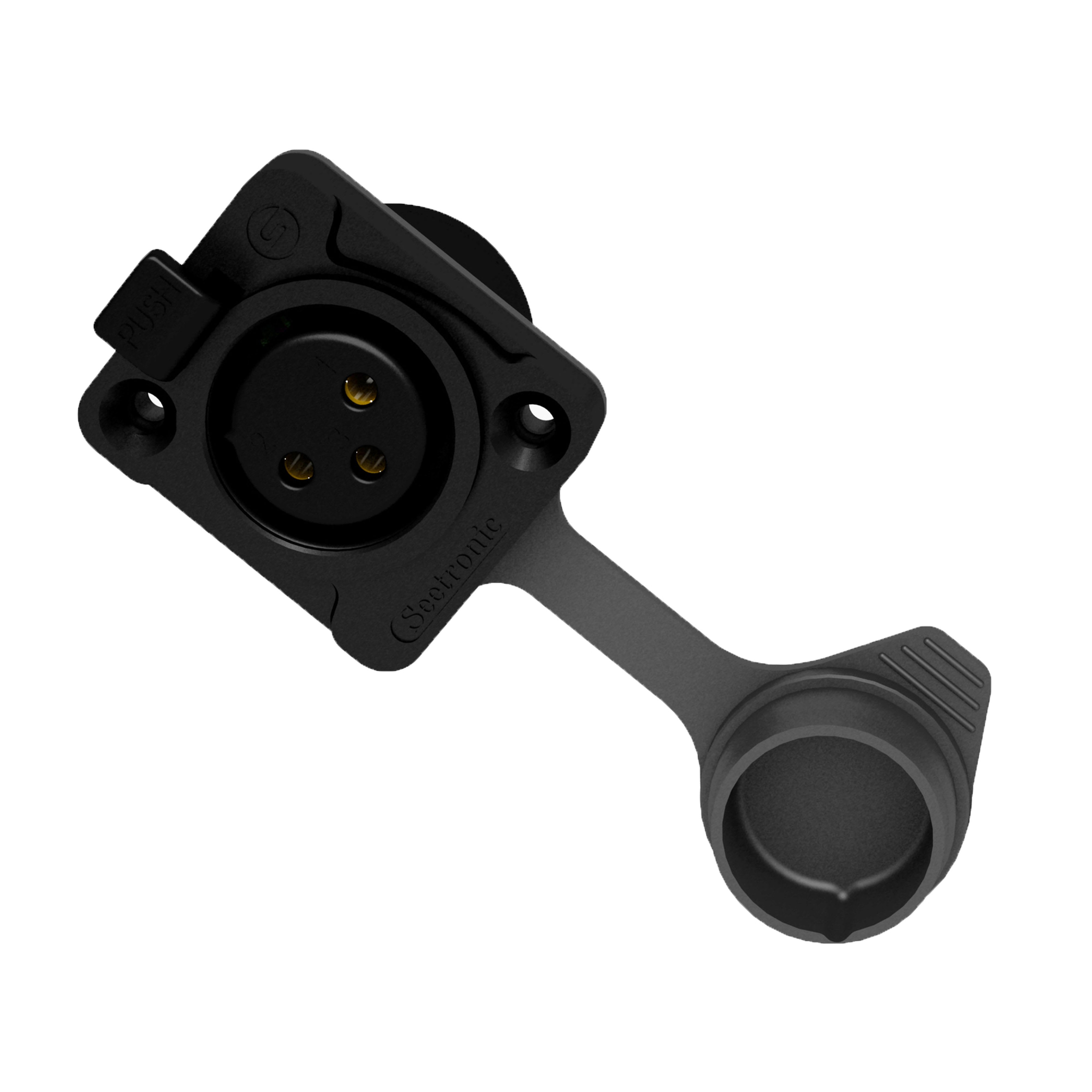 CAE Data - Fiche XLR 3 points femelle noir - IP65 - cache de protection - SEETRONIC