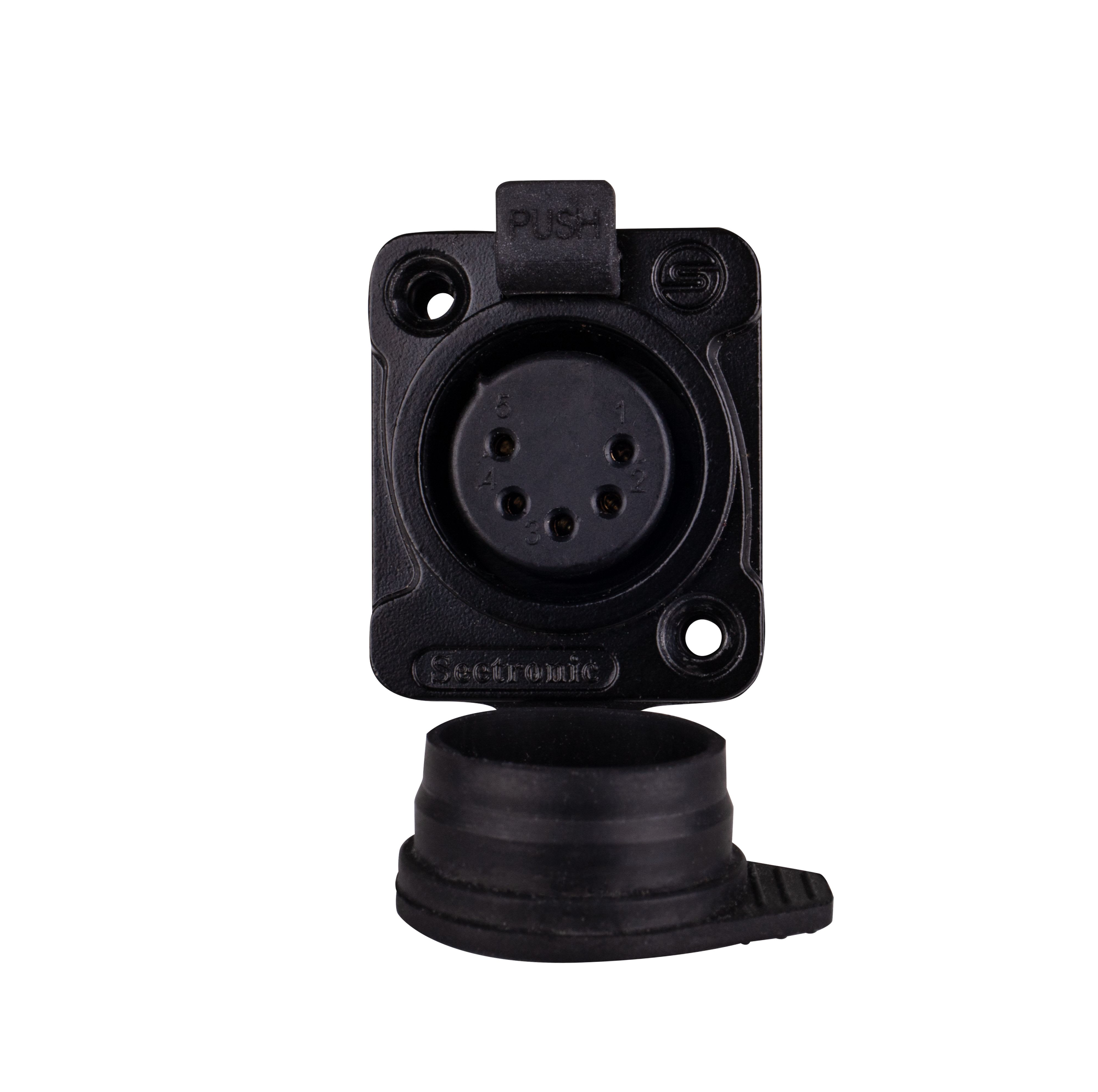 CAE Data - Fiche XLR 5 points femelle noir - IP65 - cache de protection - SEETRONIC