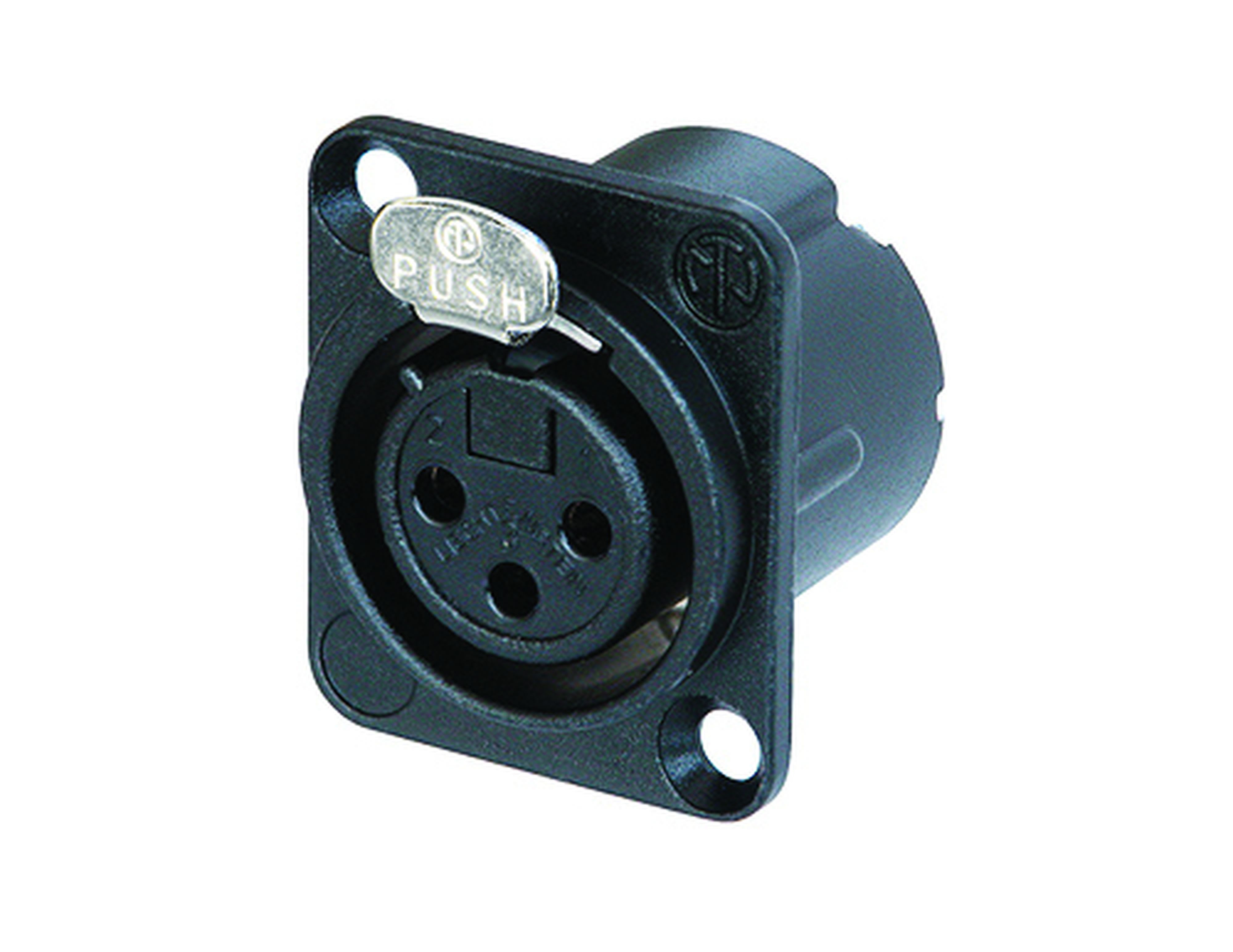 CAE Data - EMBASE XLR FEMELLE 3 PTS SERIE D - SERIE XX CORPS METAL NOIR - NEUTRIK