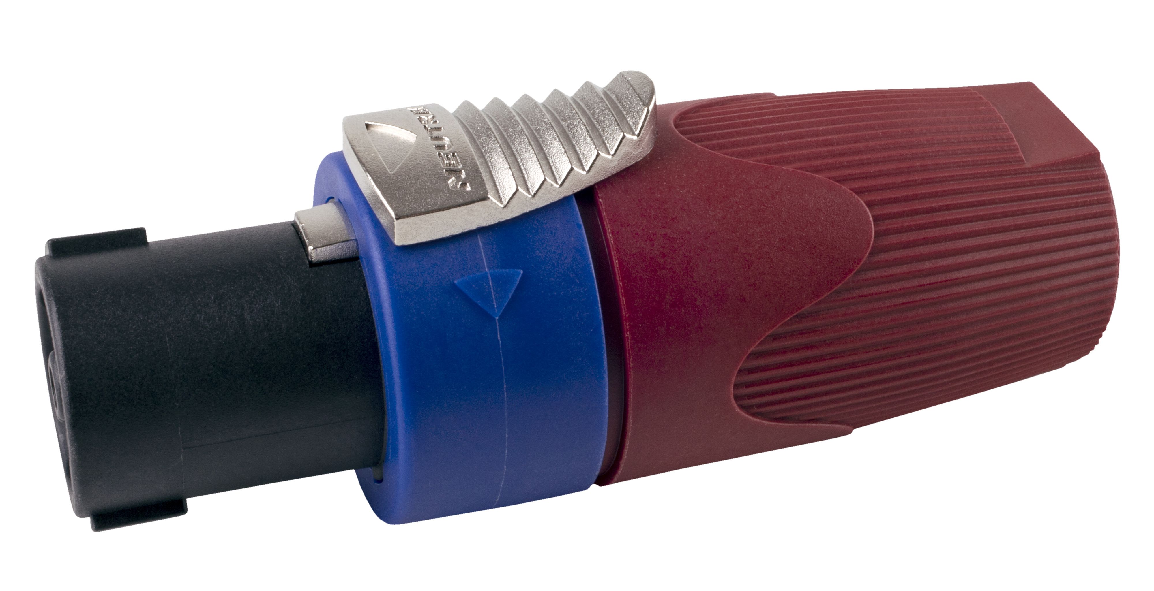 CAE Data - FICHE SPEAKON FEMELLE 4 POLES SERIE SPX CORPS PLASTIQUE ROUGE - NEUTRI