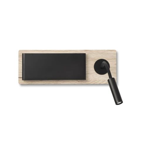 Faro - Mood Lampe Applique Noire Et Bois Avec Lecteur SMD LED 50/60Hz6W 3000K IP 20 67l