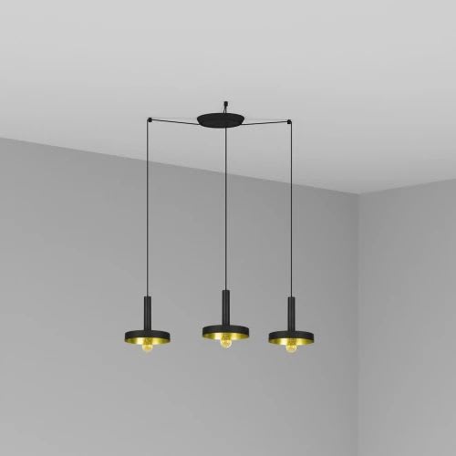 Faro - Whizz Lampe Suspension Noire/Or 3L E27 50/60Hz 15W IP 20 classeII 100V-240V