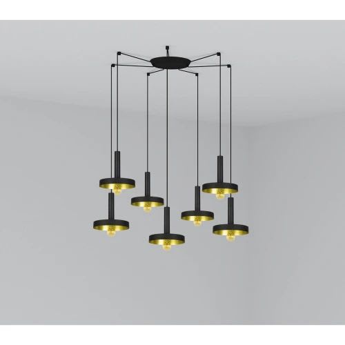 Faro - Whizz Lampe Suspension Noire/Or 7L E27 50/60Hz 15W IP 20 classeII 100V-240V
